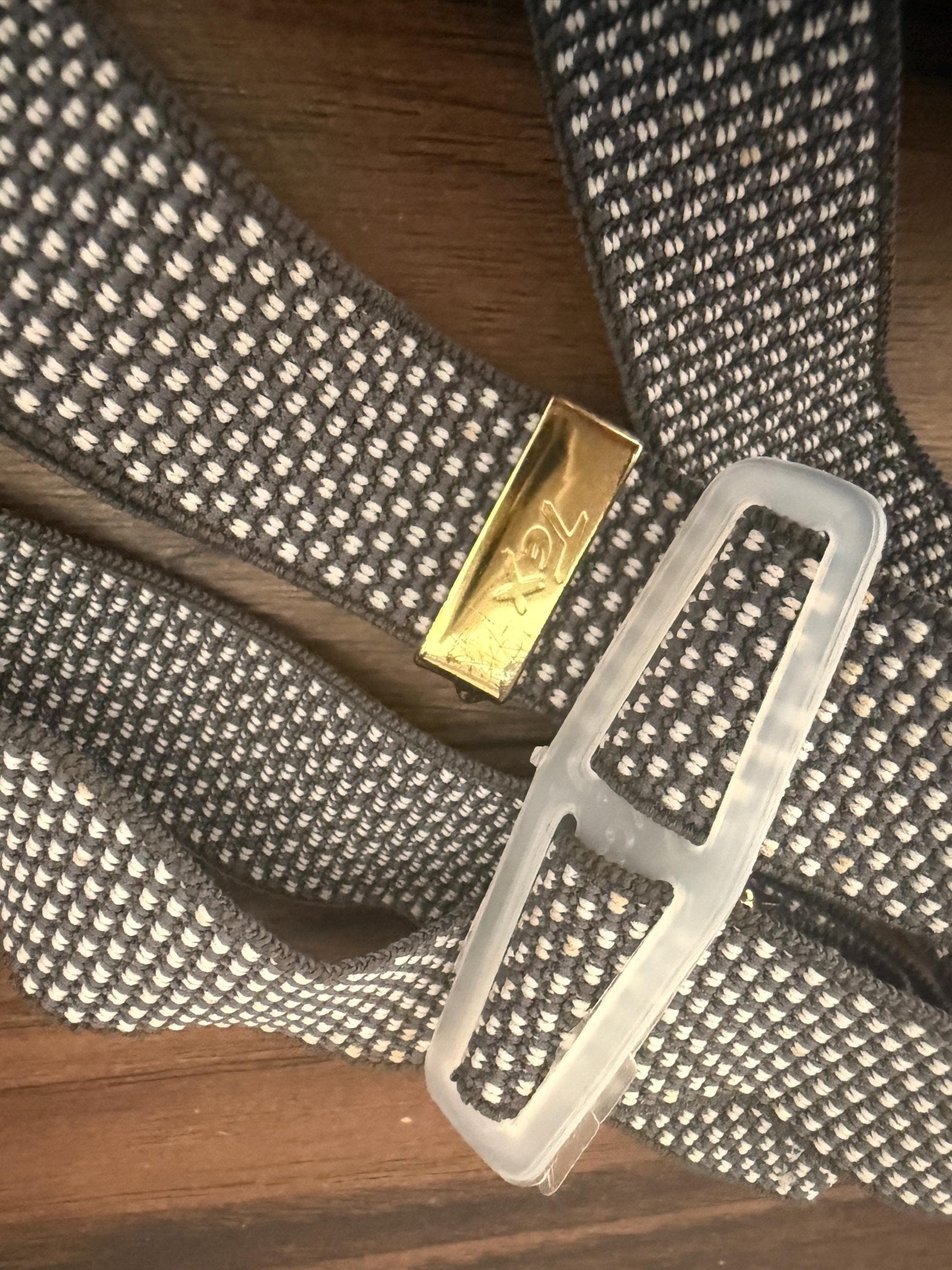 Vintage 1960s 70s West German Men's Braces – Grey Woven Gold Tone Clip Suspenders