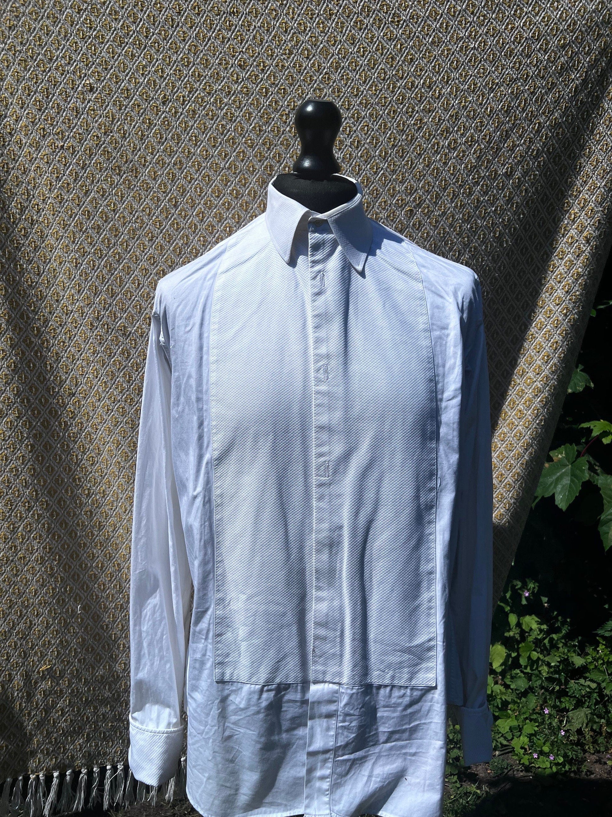 Vintage 1960s Dress Shirt Hall Brothers, Oxford White waffle, Tuxedo Shirt , vintage dress shirt, vintage shirt, men’s shirt 16.5” 42”