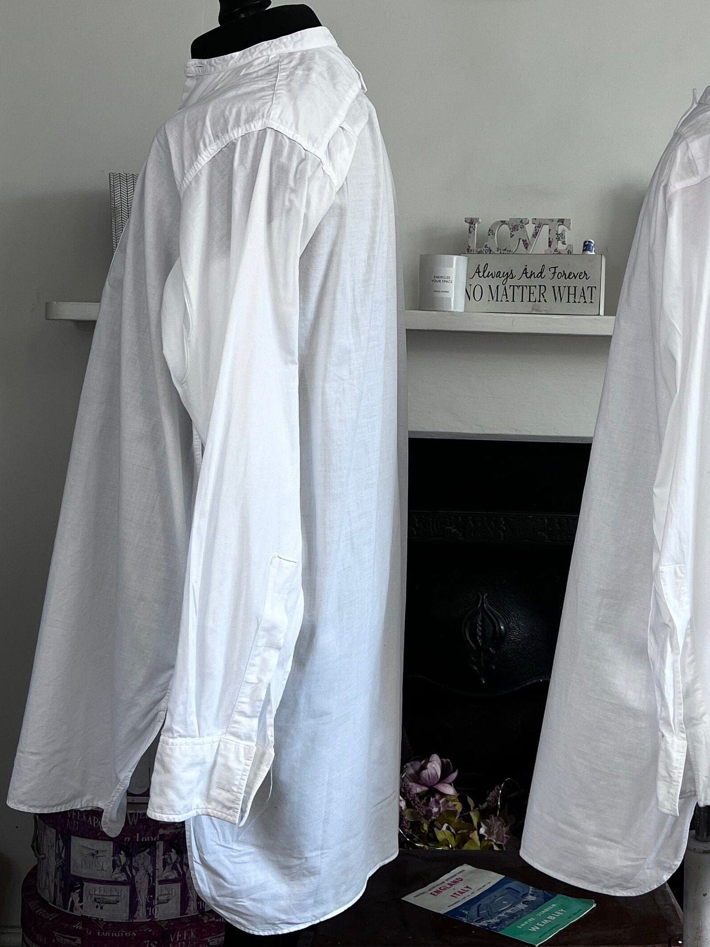 Vintage 1960s Dress Shirt Rocola of London White Buttonless Tuxedo Shirt , vintage dress shirt, vintage shirt, men’s shirt 16” 42”