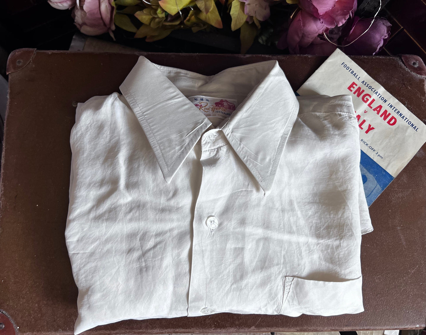 Vintage 1960s Dress Shirt Silk Bespoke Cream Silk Button Down , men’s vintage shirt, vintage shirt, men’s silk shirt, cream silk shirt