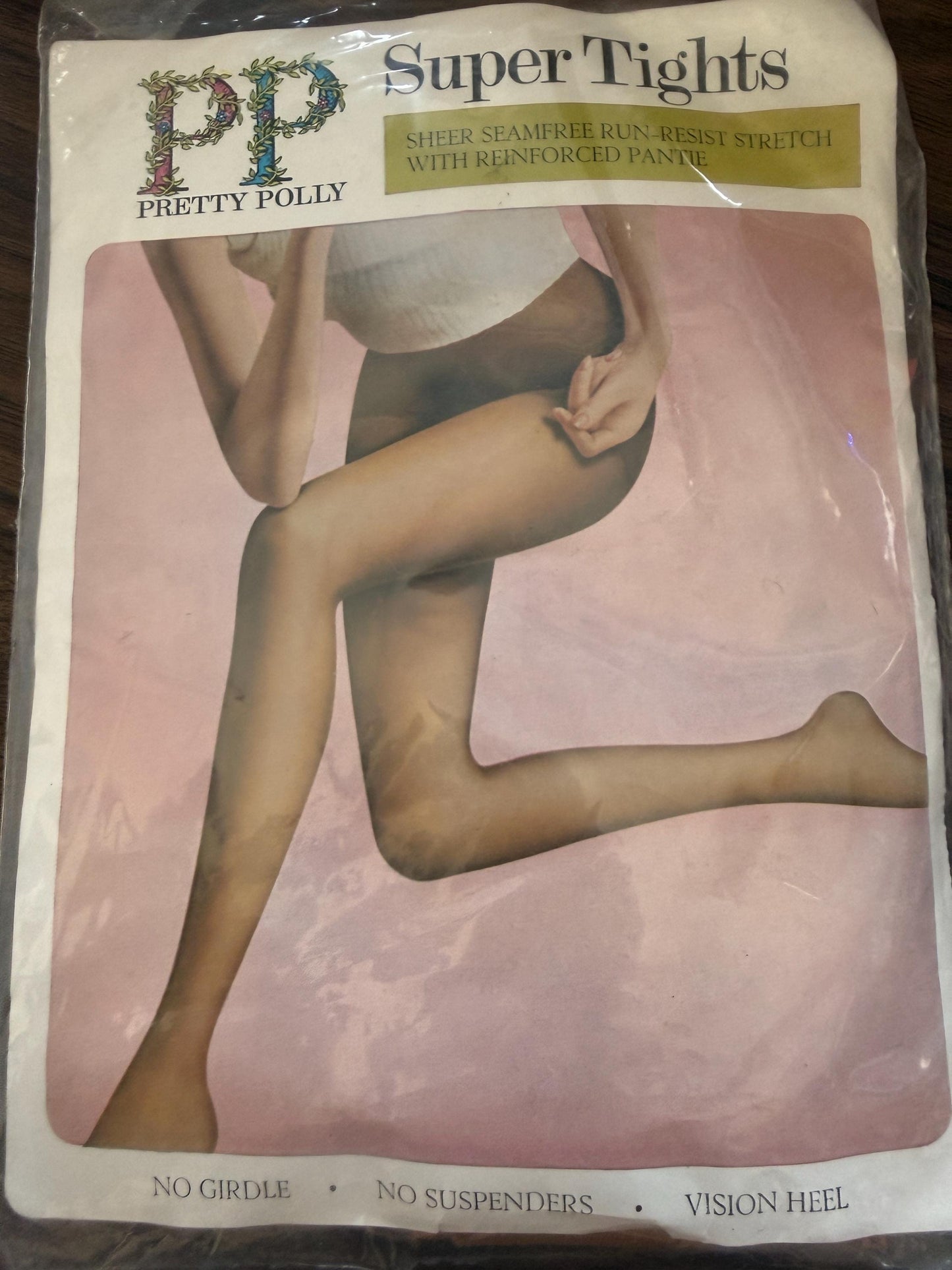 Vintage 1960s Pretty Polly Super Tights Deadstock Seamfree Nylon Made in England