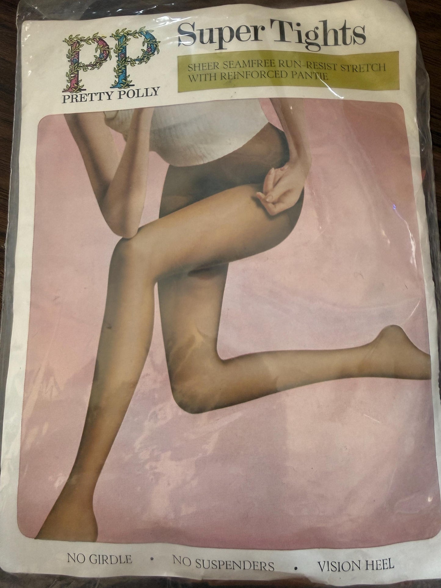 Vintage 1960s Pretty Polly Super Tights Deadstock Seamfree Nylon Made in England
