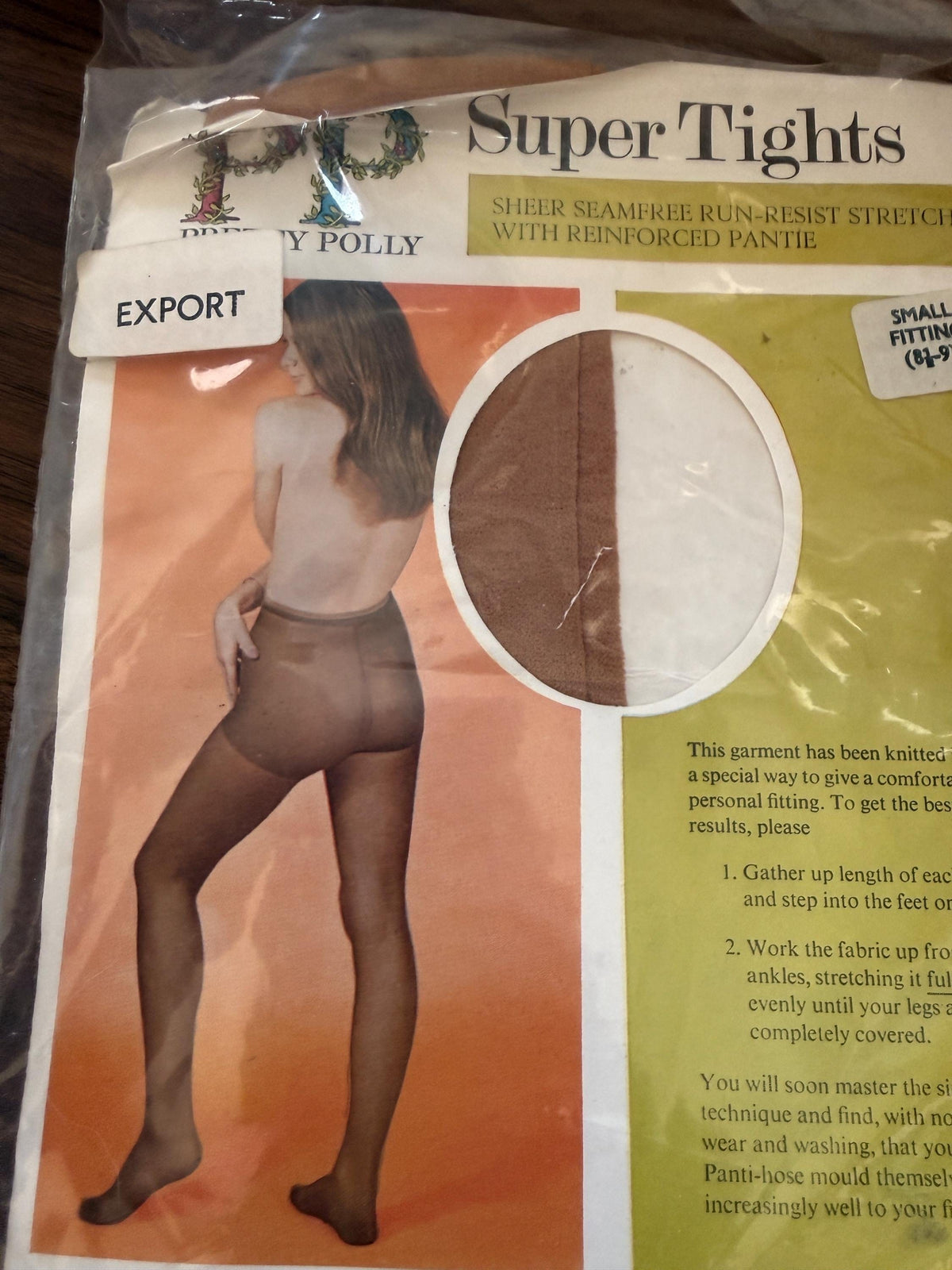 Vintage 1960s Pretty Polly Super Tights Deadstock Seamfree Nylon Made in England