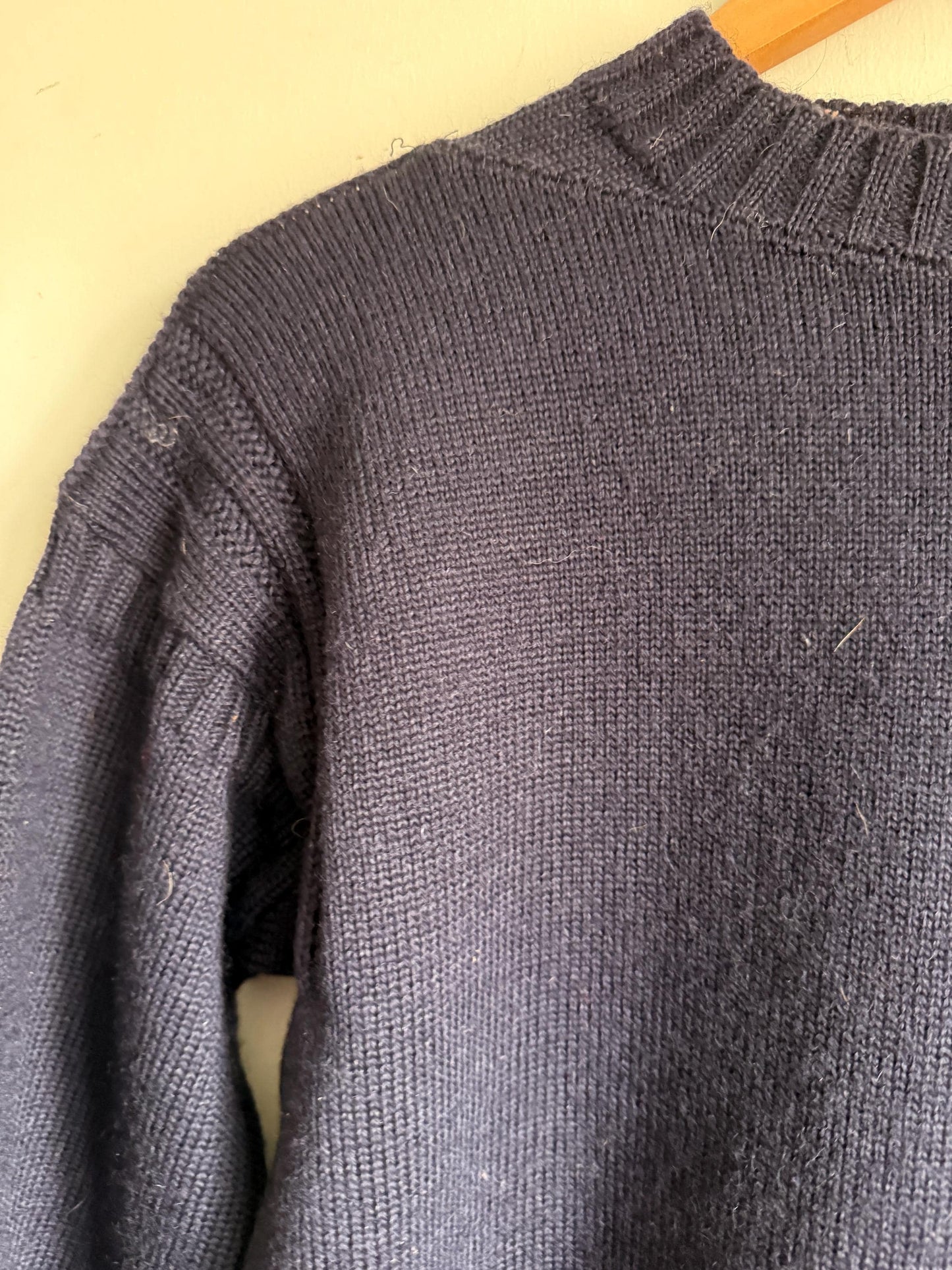 Vintage 1970s 80s Summit Sports Navy Pure New Wool Sporting Jumper Made in Great Britain