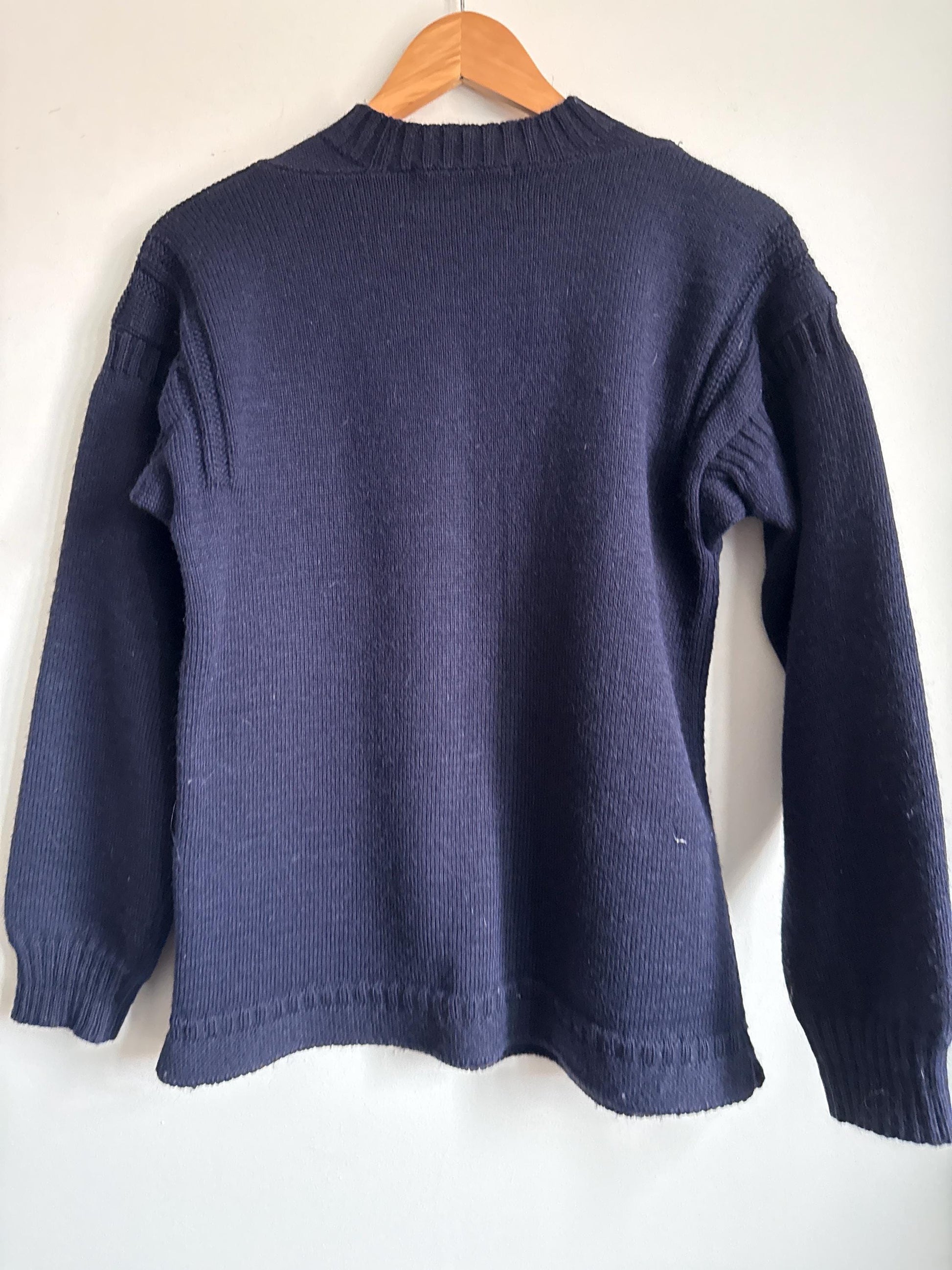 Vintage 1970s 80s Summit Sports Navy Pure New Wool Sporting Jumper Made in Great Britain