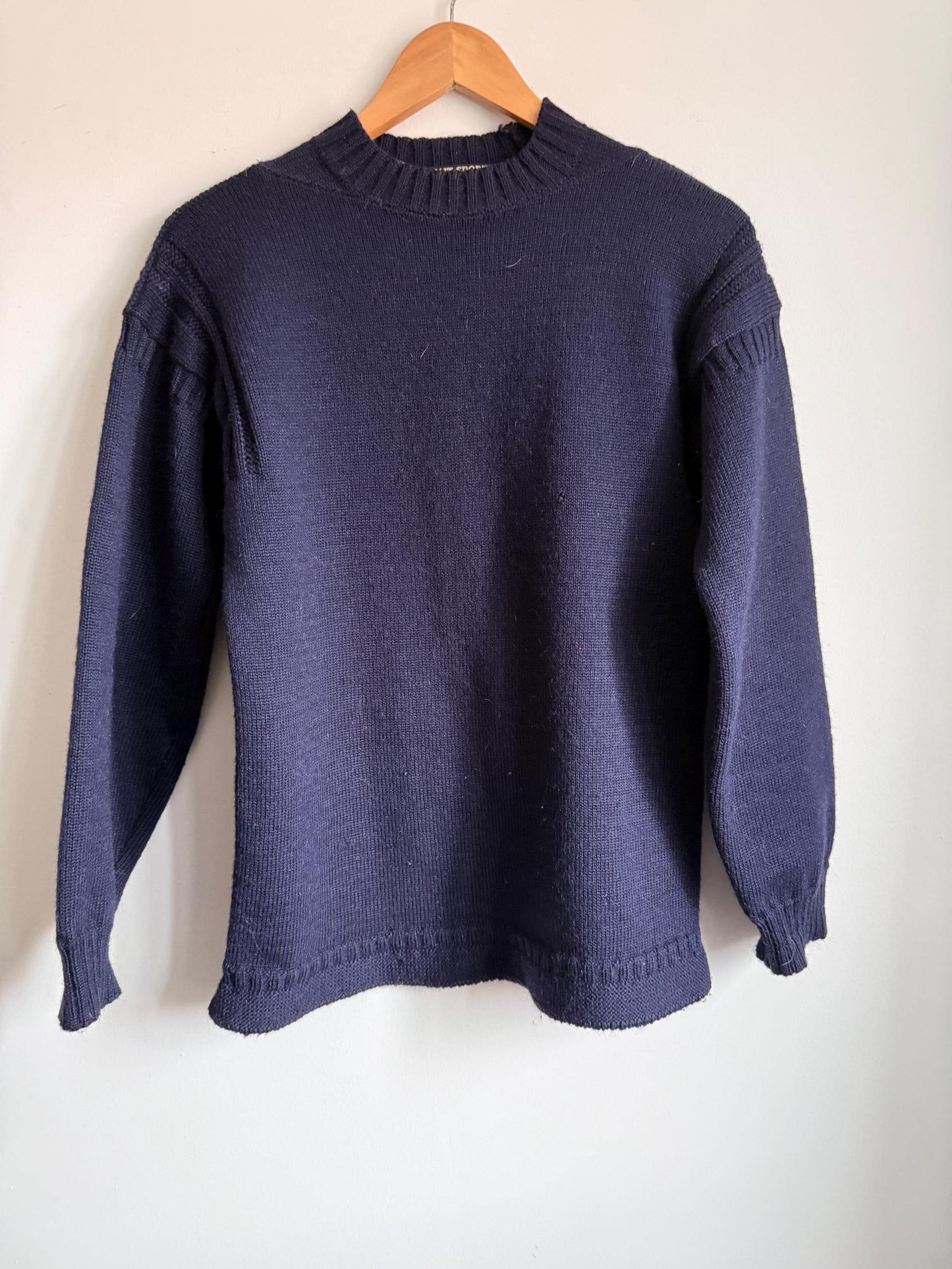 Vintage 1970s 80s Summit Sports Navy Pure New Wool Sporting Jumper Made in Great Britain