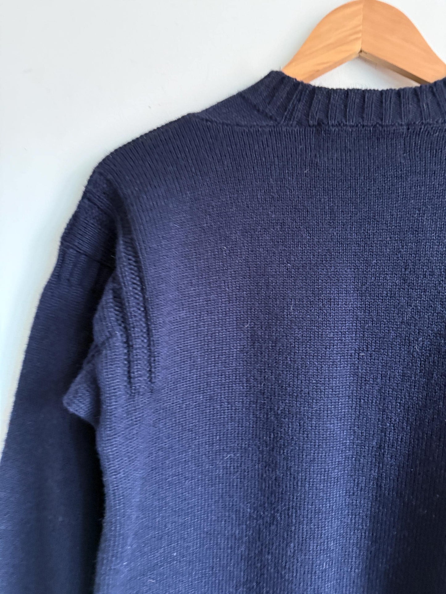 Vintage 1970s 80s Summit Sports Navy Pure New Wool Sporting Jumper Made in Great Britain