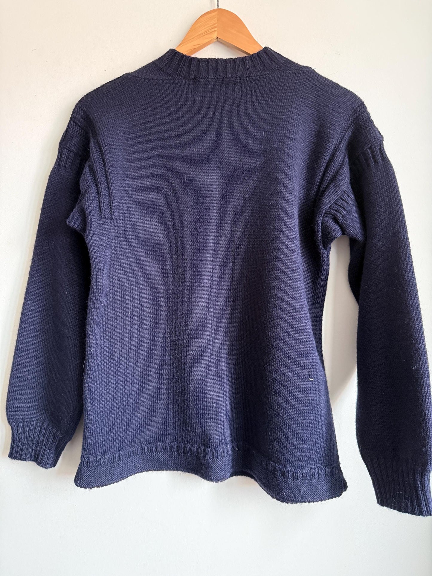 Vintage 1970s 80s Summit Sports Navy Pure New Wool Sporting Jumper Made in Great Britain