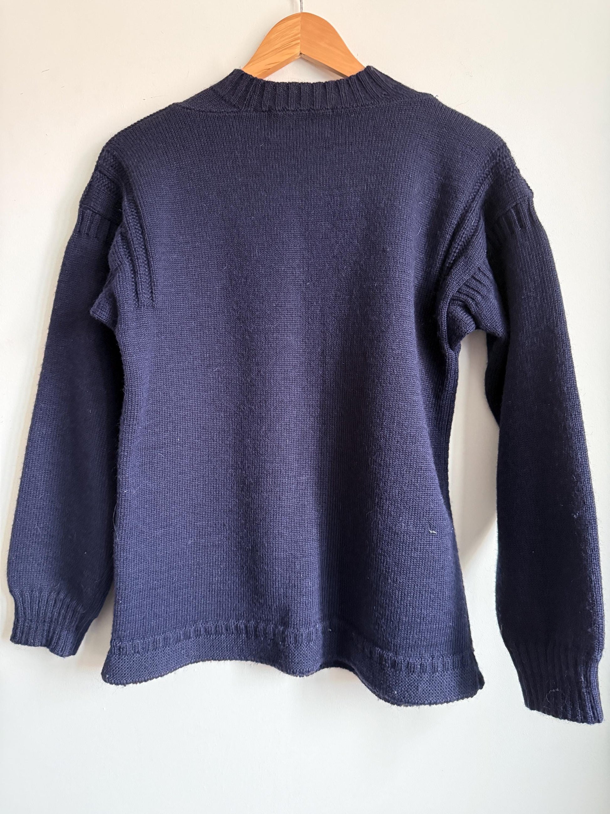 Vintage 1970s 80s Summit Sports Navy Pure New Wool Sporting Jumper Made in Great Britain