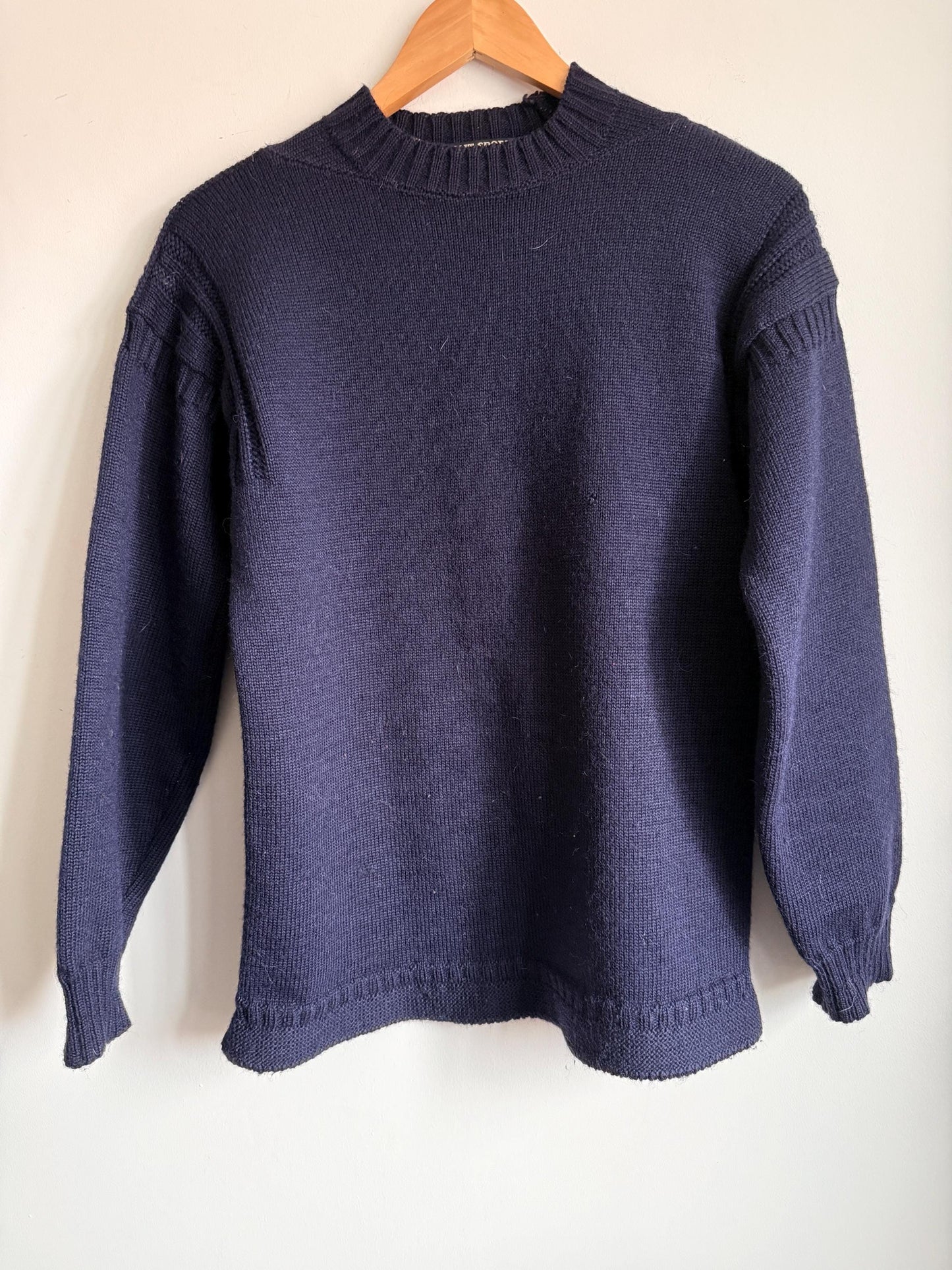 Vintage 1970s 80s Summit Sports Navy Pure New Wool Sporting Jumper Made in Great Britain