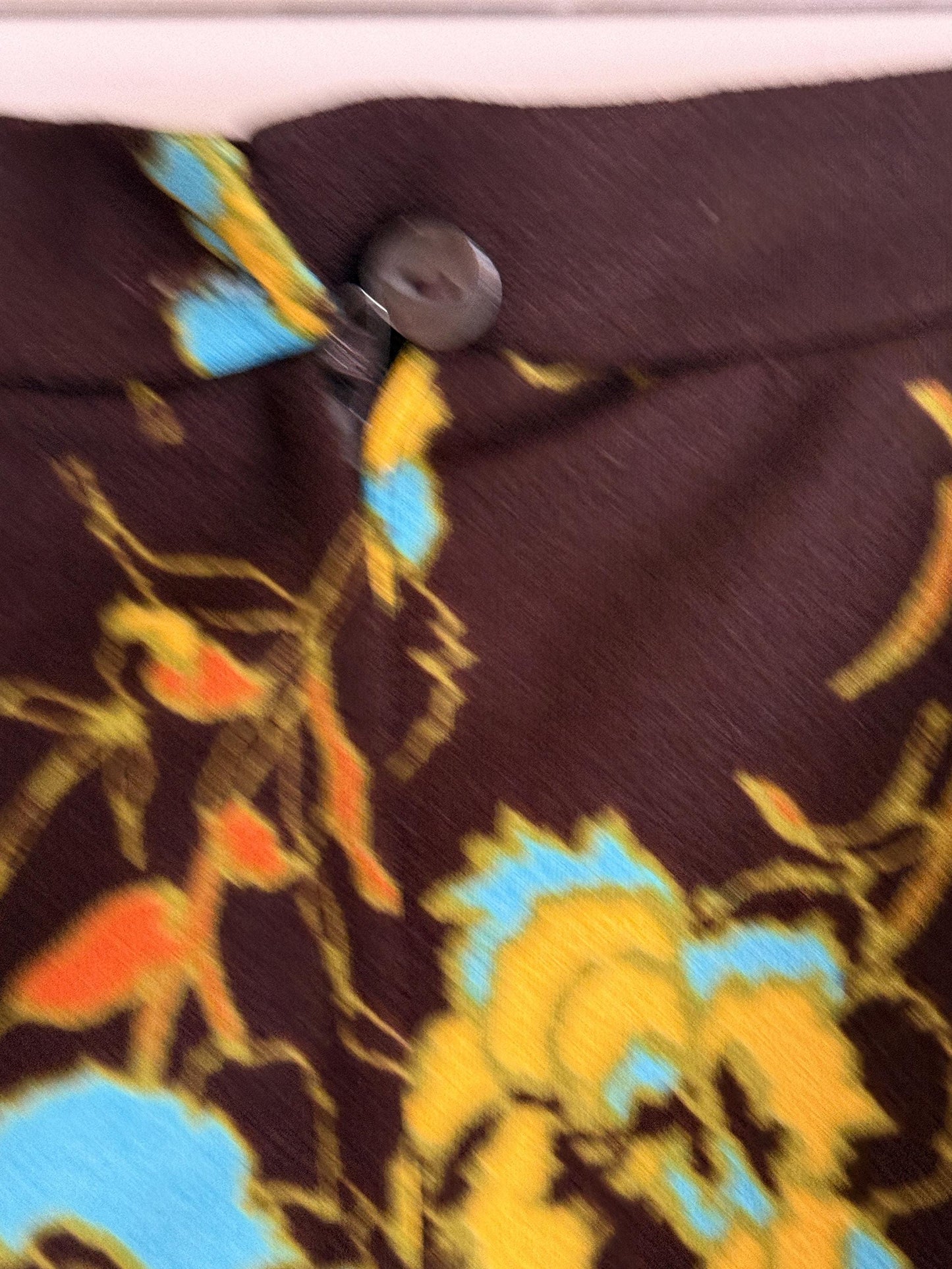 Vintage 1970s Brown Floral Maxi Skirt | Turquoise Mustard Flower Print | Boho A Line Skirt