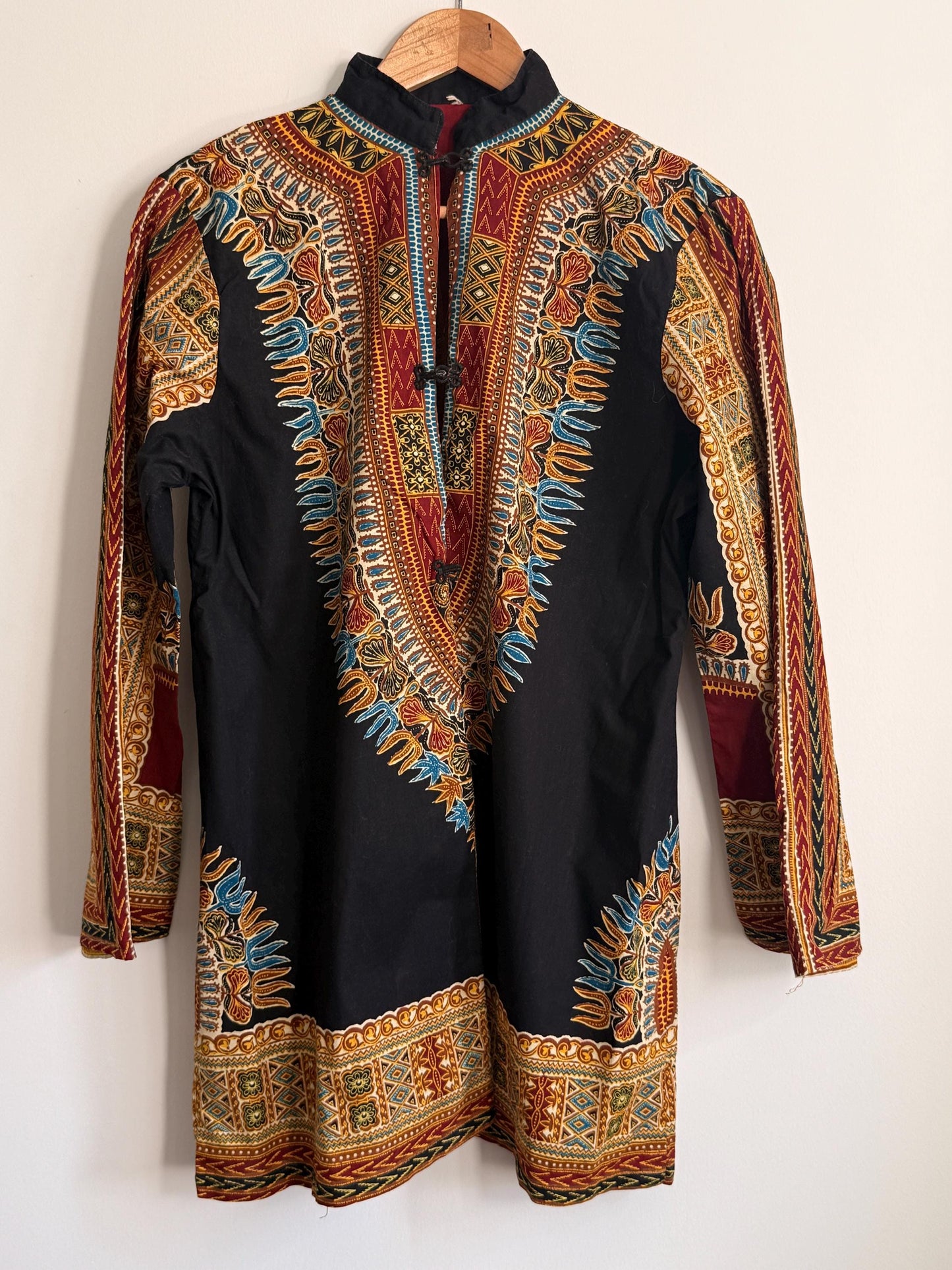 Vintage 1970s Dashiki Tunic UK 8 10 | African Print Tunic Dress | Boho Festival Dress | Ethnic Print Vintage