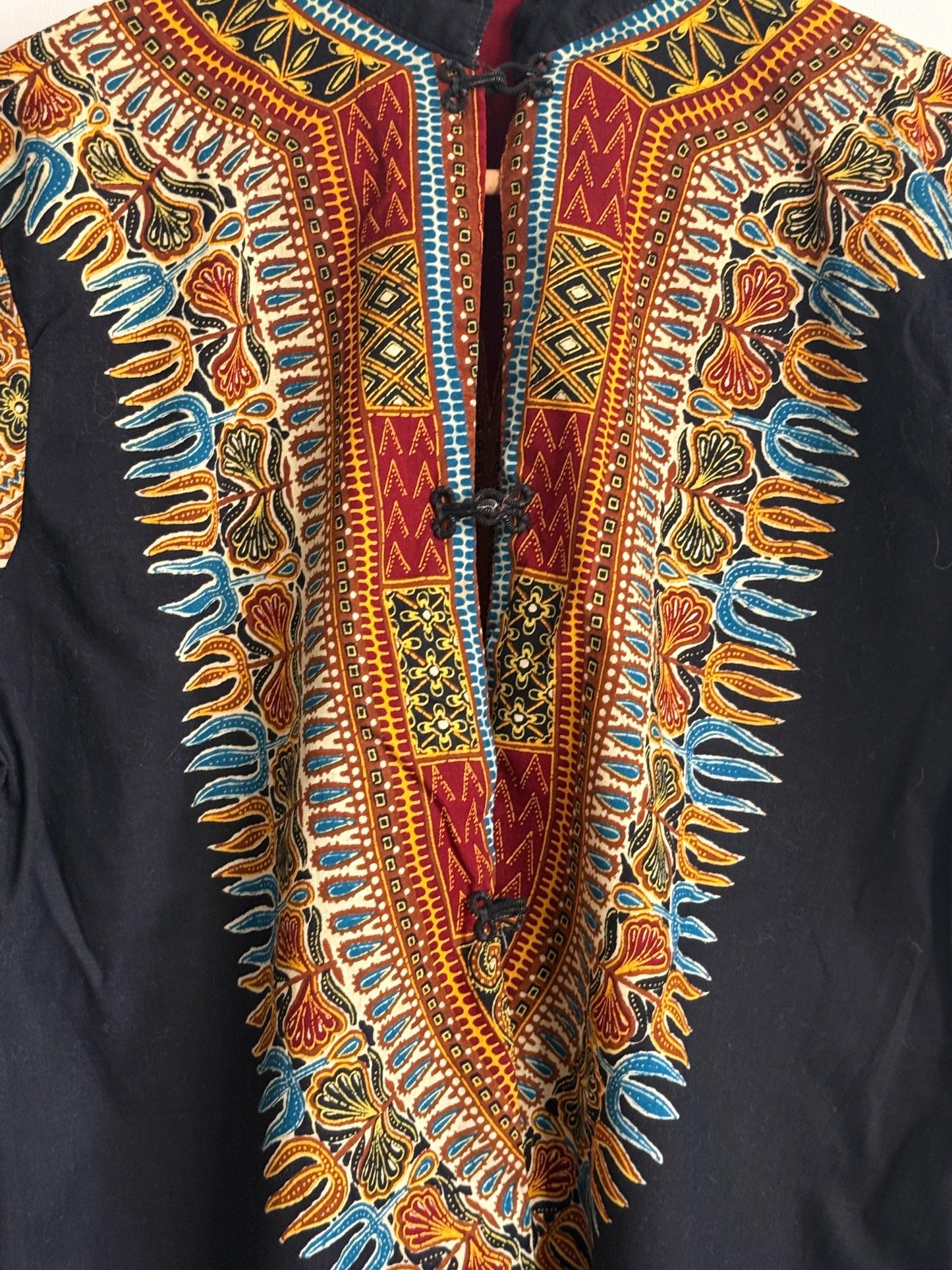 Vintage 1970s Dashiki Tunic UK 8 10 | African Print Tunic Dress | Boho Festival Dress | Ethnic Print Vintage