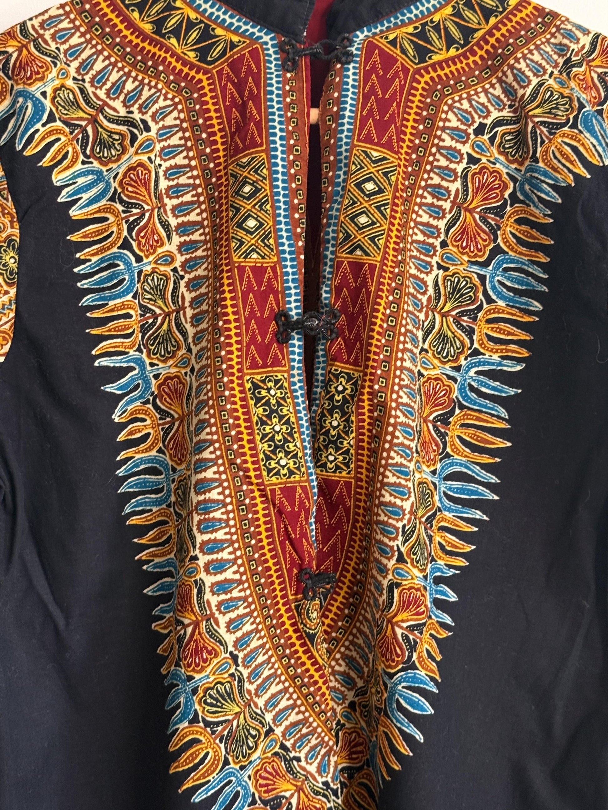Vintage 1970s Dashiki Tunic UK 8 10 | African Print Tunic Dress | Boho Festival Dress | Ethnic Print Vintage