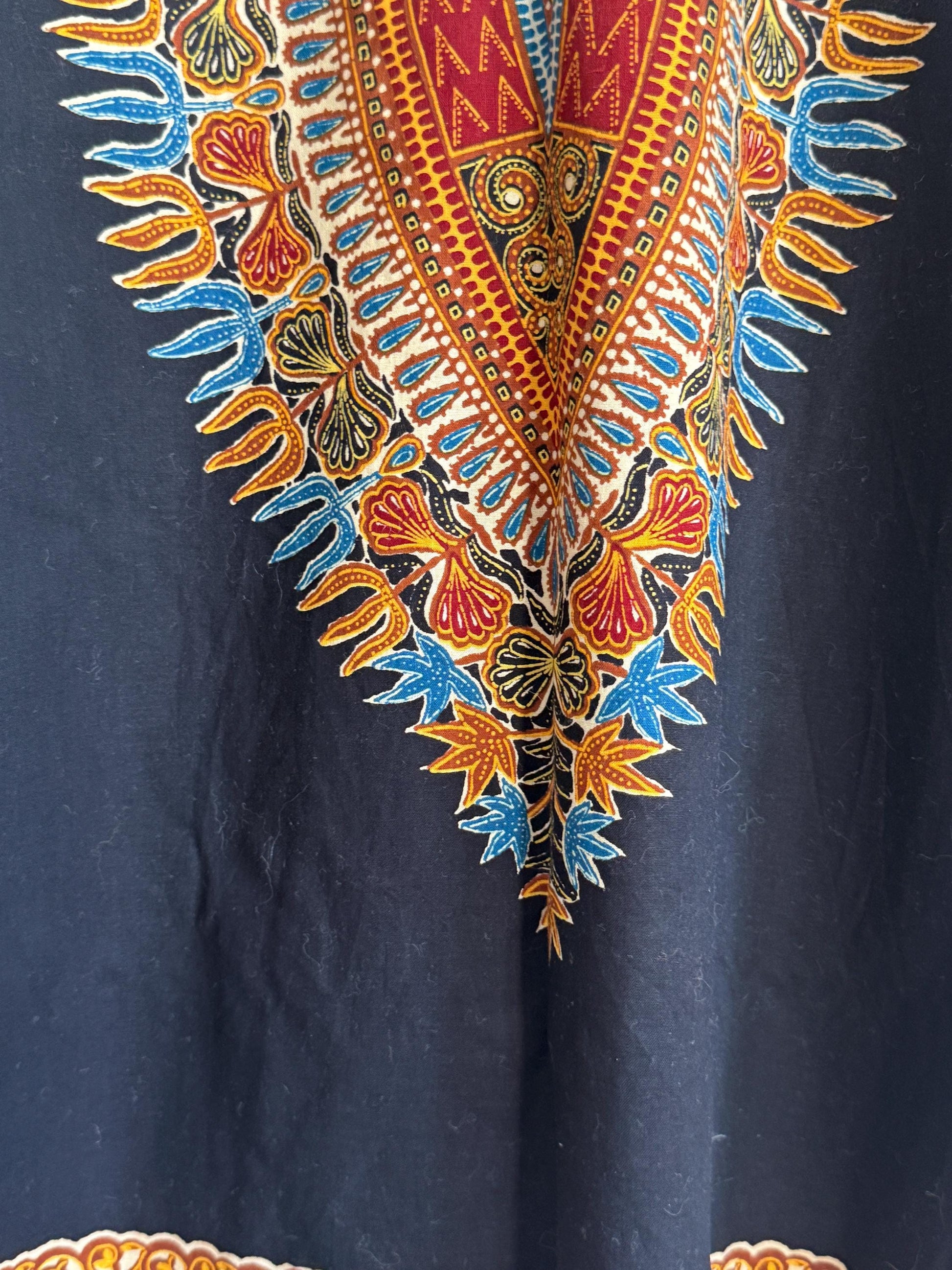 Vintage 1970s Dashiki Tunic UK 8 10 | African Print Tunic Dress | Boho Festival Dress | Ethnic Print Vintage
