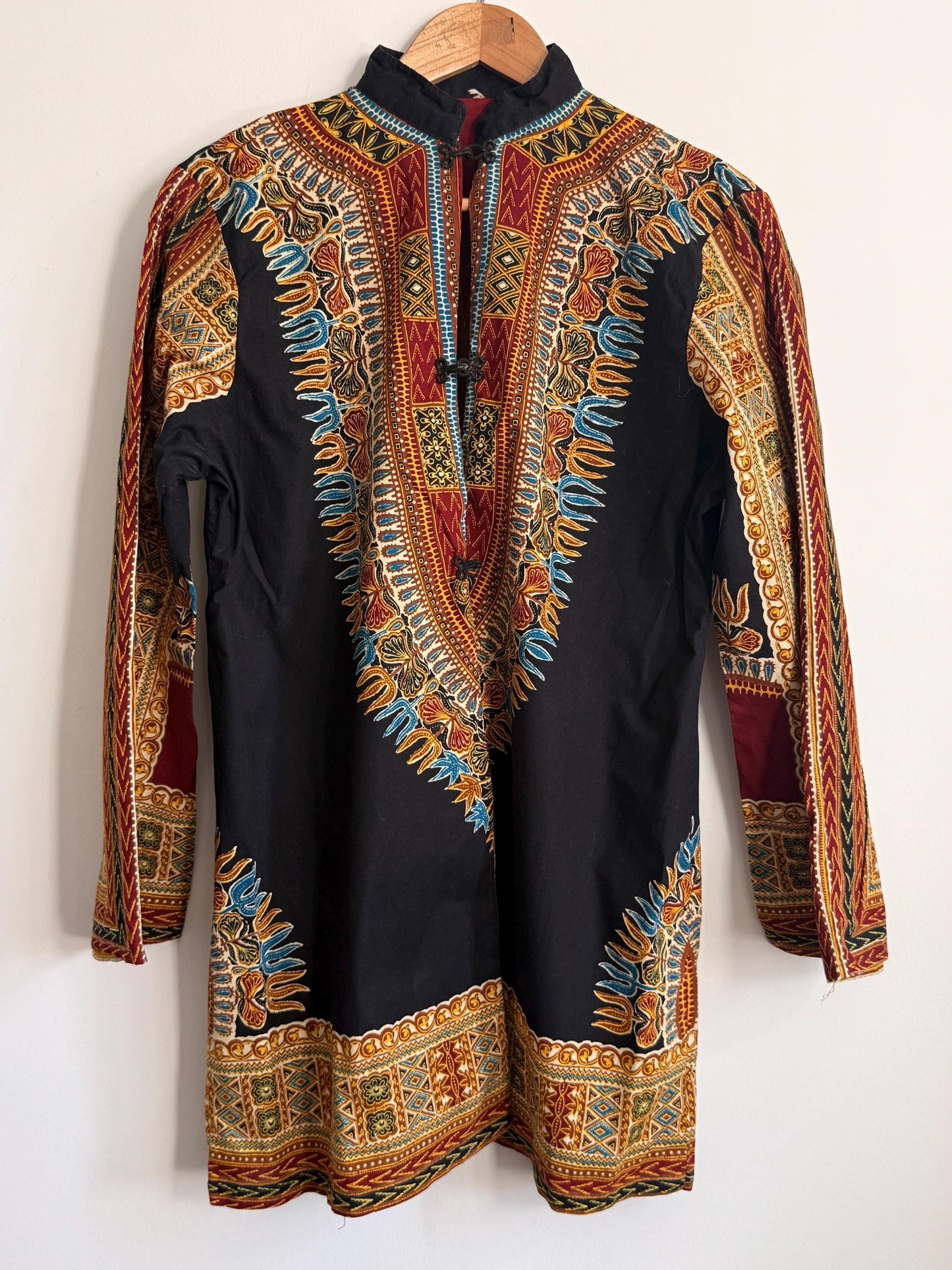 Vintage 1970s Dashiki Tunic UK 8 10 | African Print Tunic Dress | Boho Festival Dress | Ethnic Print Vintage