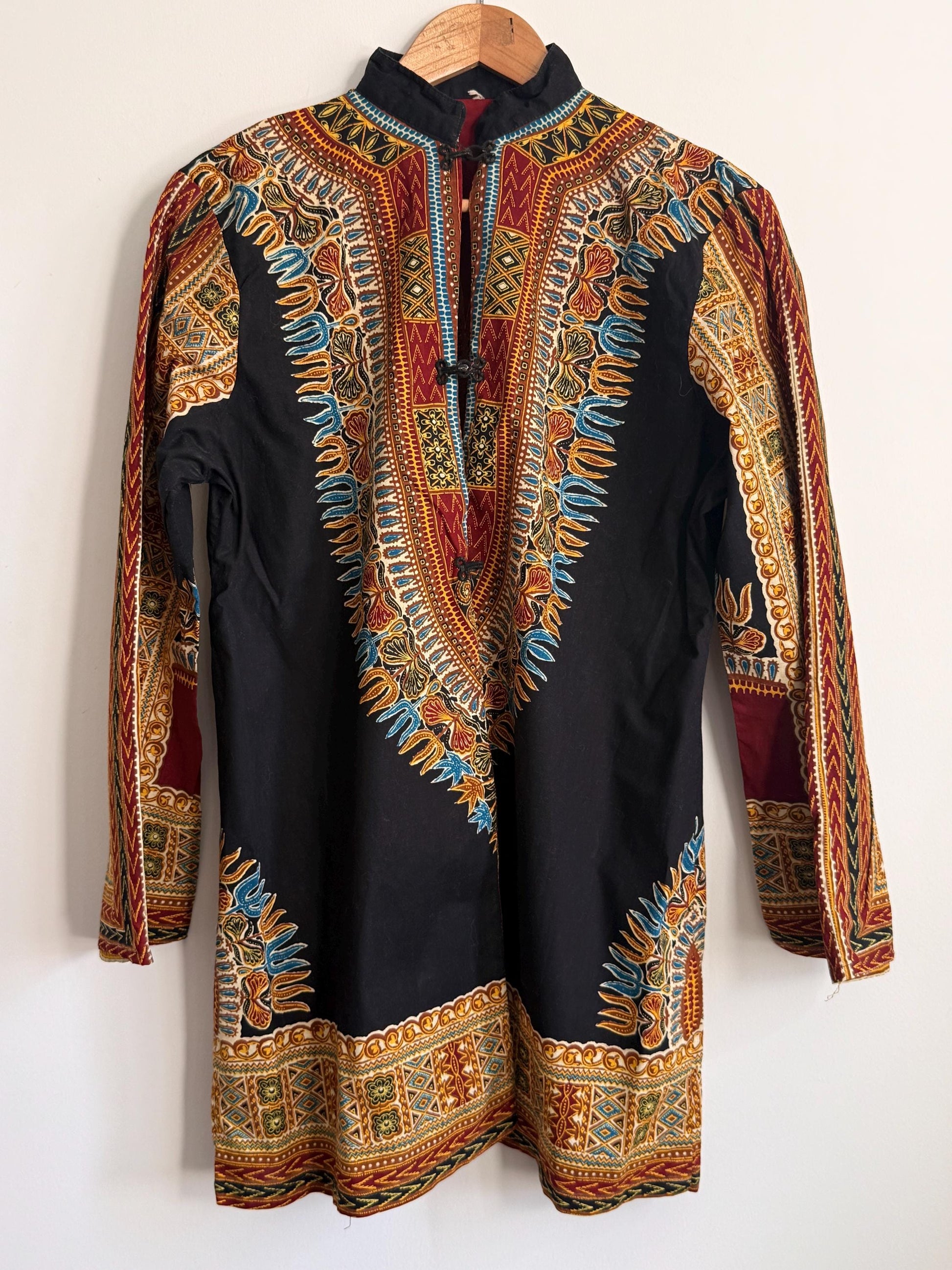 Vintage 1970s Dashiki Tunic UK 8 10 | African Print Tunic Dress | Boho Festival Dress | Ethnic Print Vintage