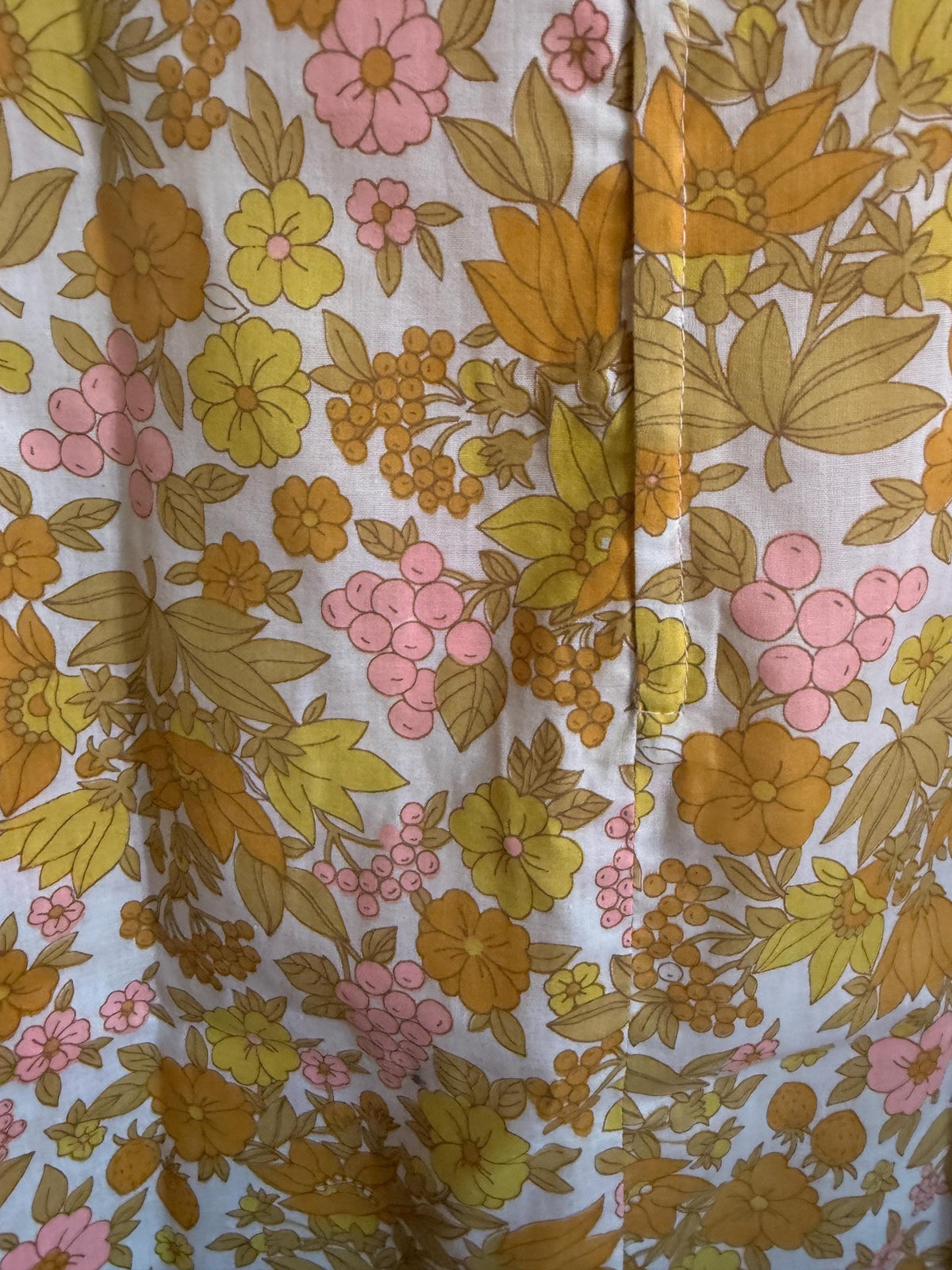 Vintage 1970s Floral Fruit Print Shift Dress, Sleeveless A-Line Summer Dress