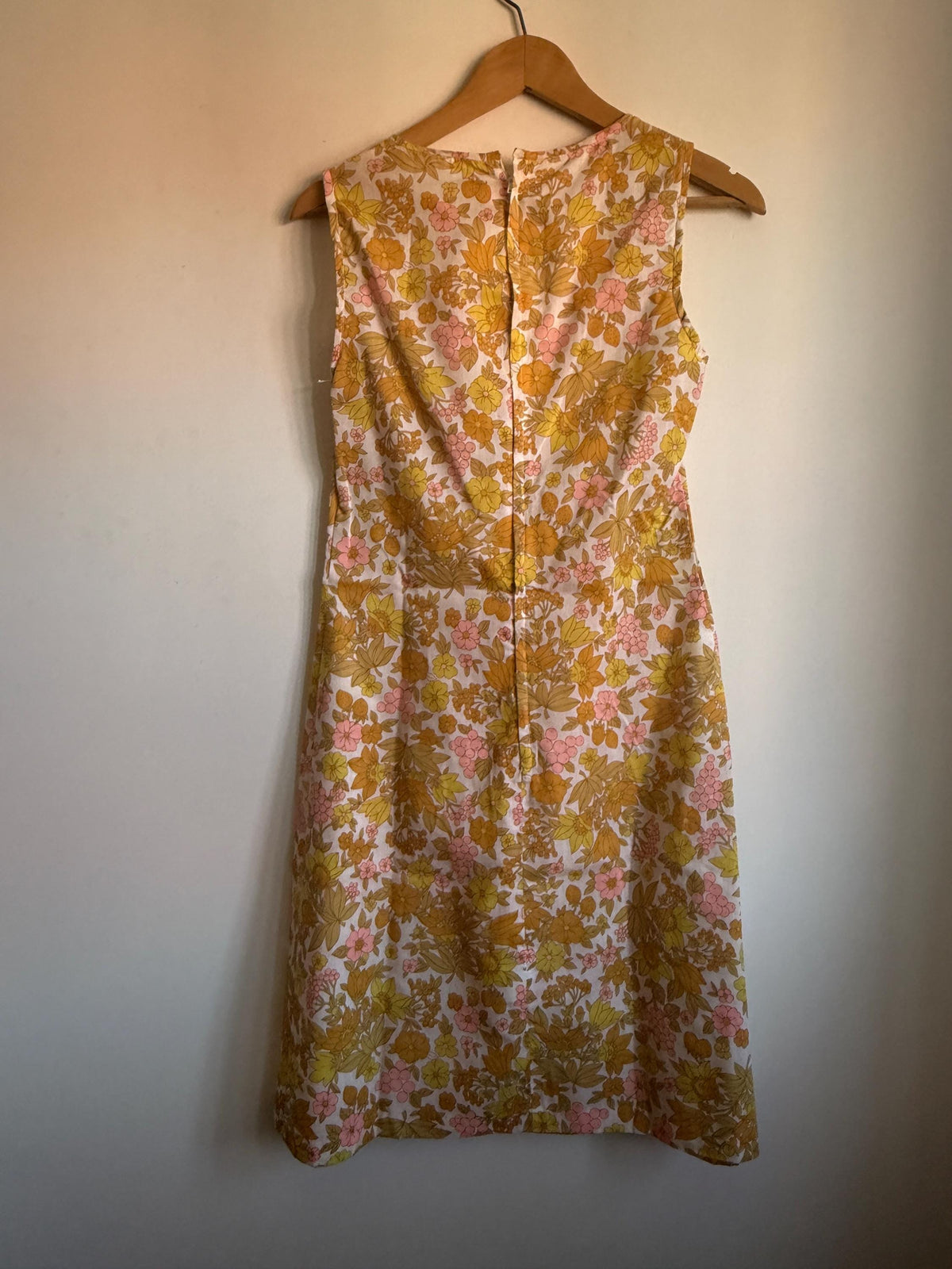 Vintage 1970s Floral Fruit Print Shift Dress, Sleeveless A-Line Summer Dress