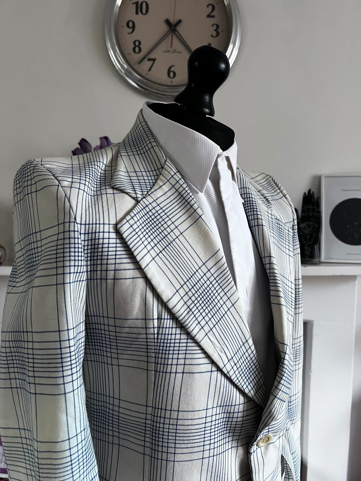 Men’s Vintage Jacket White Blue Check Plaid Jacket 1960s Vintage Dress Jacket, Vintage Blazer, Vintage Menswear, Vintage Jacket, 60s Take 6
