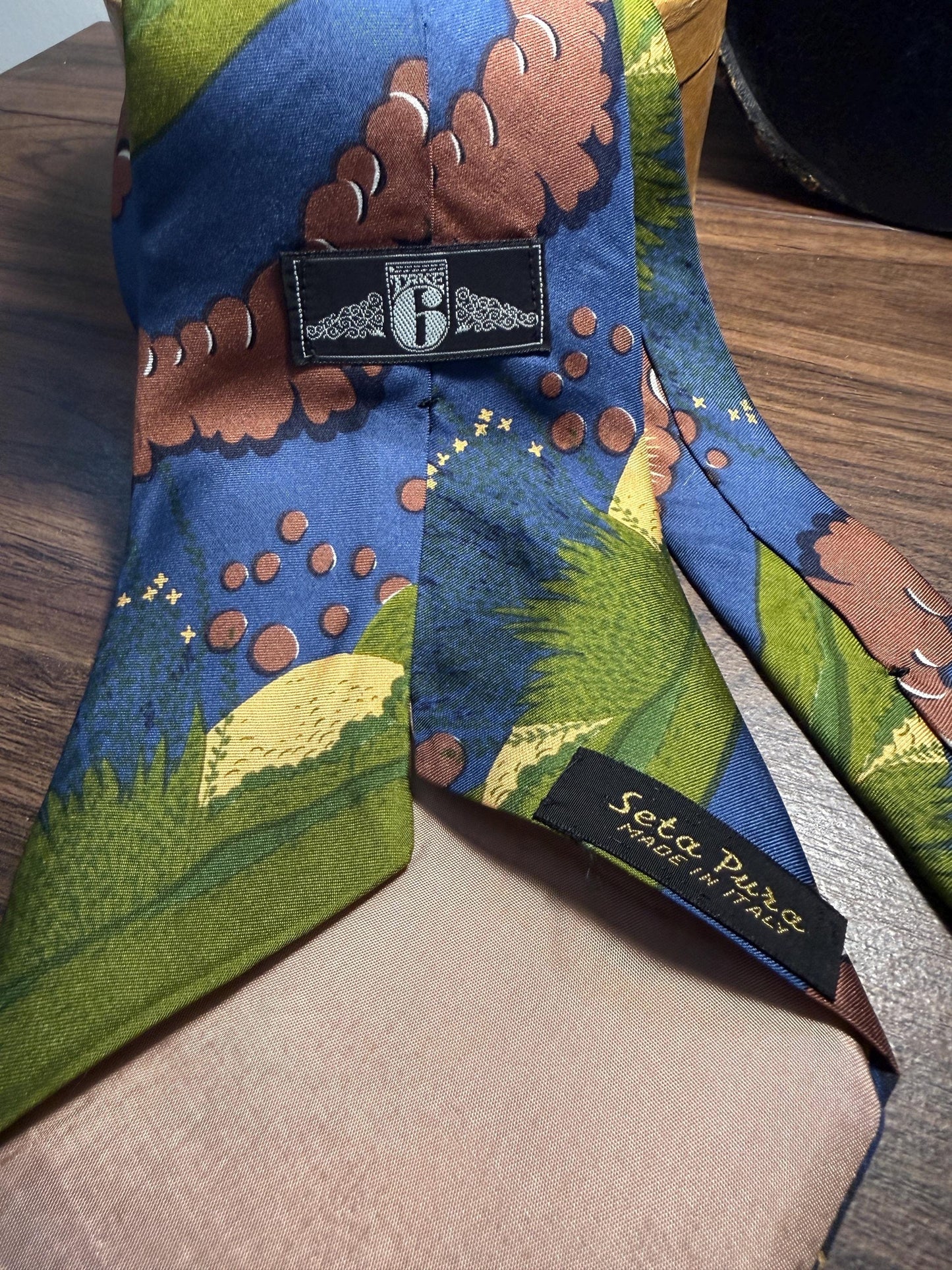 Vintage 1970s Take 6 Carnaby Street Silk Kipper Tie | Made in Italy | Mod Psychedelic Print | Wide Silk Necktie | Swinging London