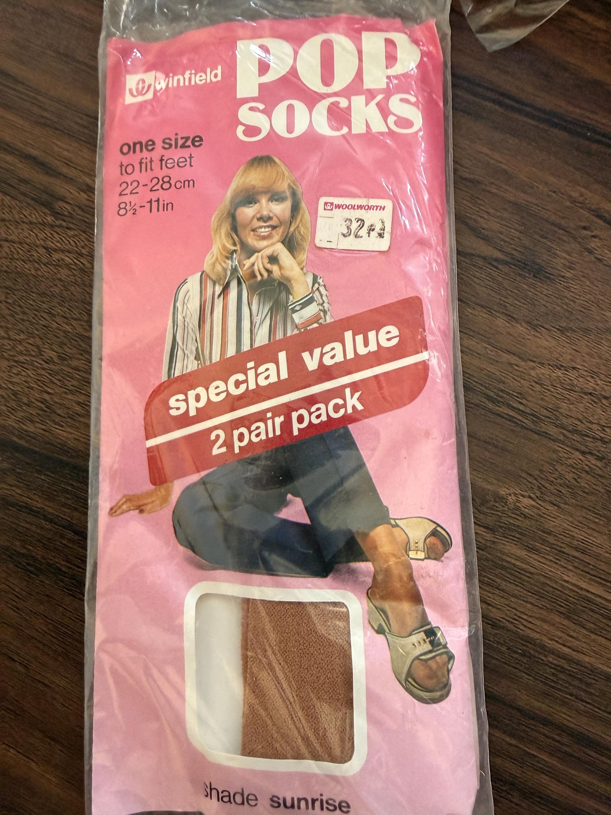 Vintage 1970s Winfield Pop Socks Woolworth Nylon Socks Sunrise Deadstock Original 2 Pack