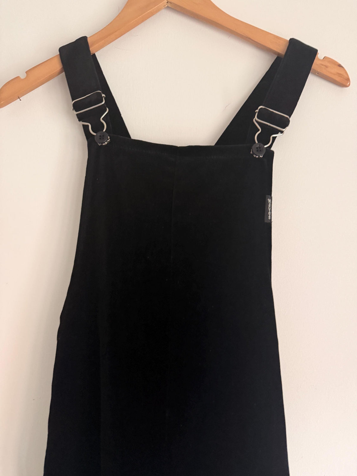 Vintage 1980s 90s Waves Black Velvet Dungarees UK 10 – Cotton Overalls Made in England