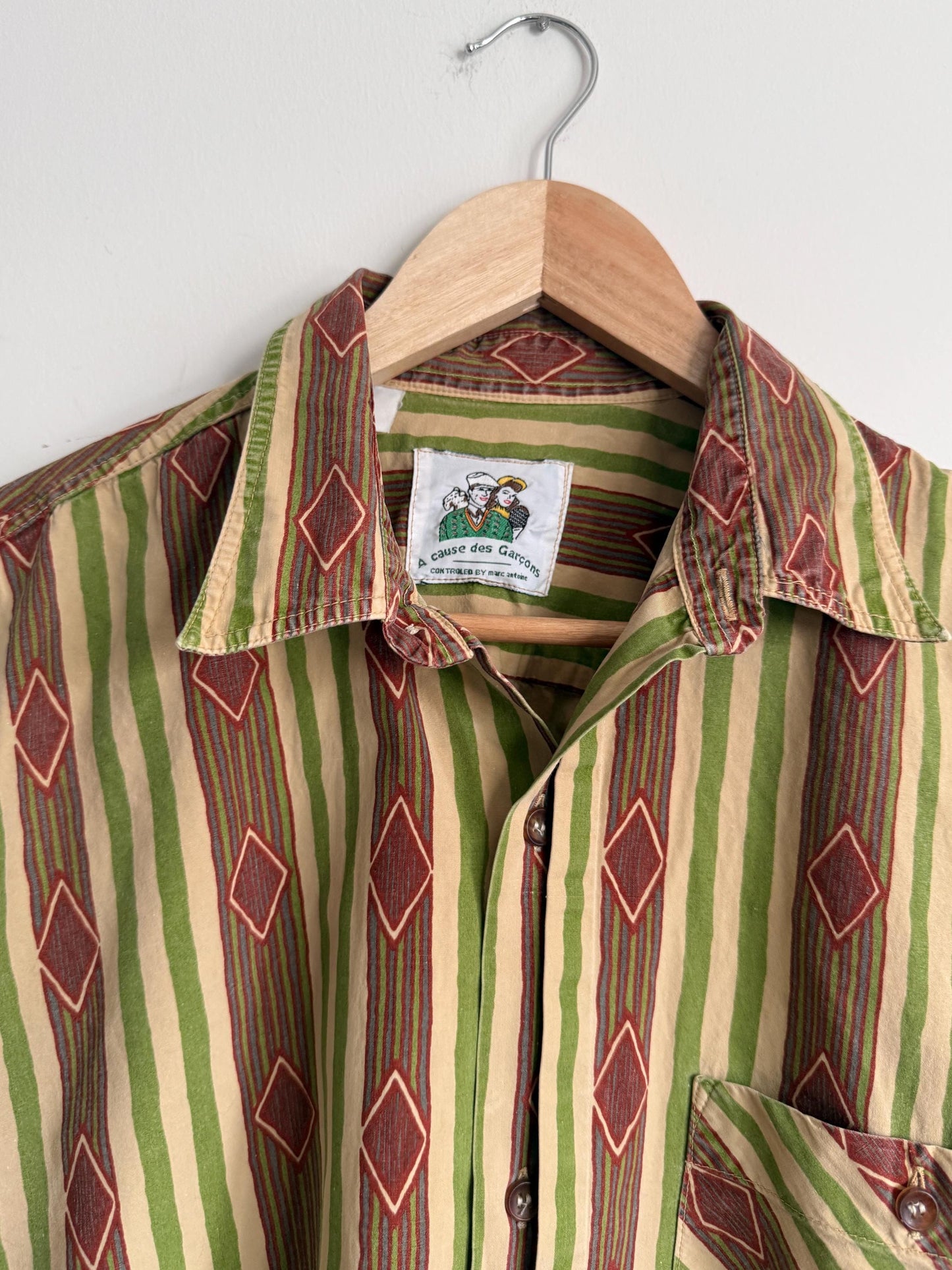 Vintage 1980s A Cause des Garçons Geometric Stripe Cotton Shirt