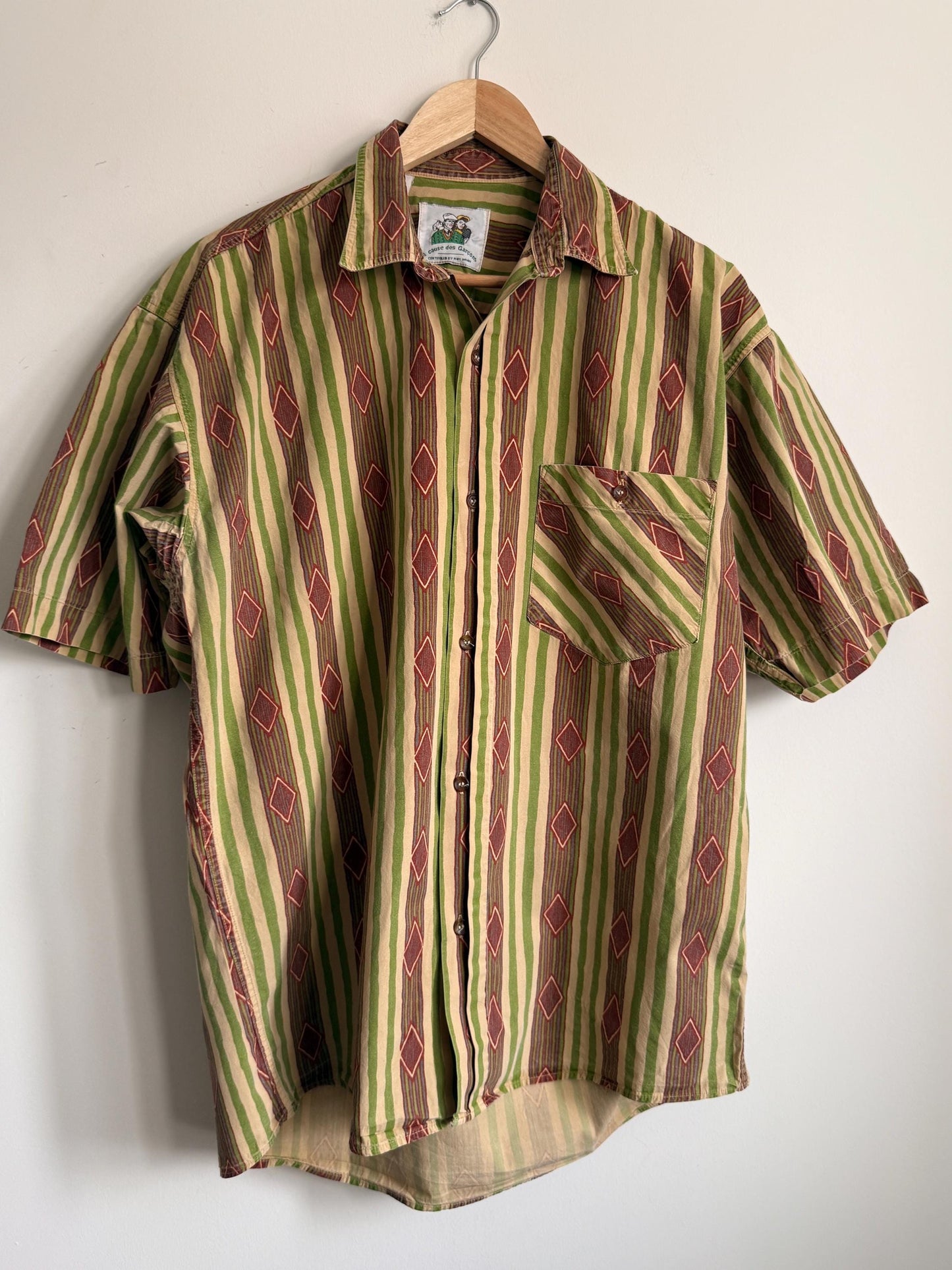 Vintage 1980s A Cause des Garçons Geometric Stripe Cotton Shirt