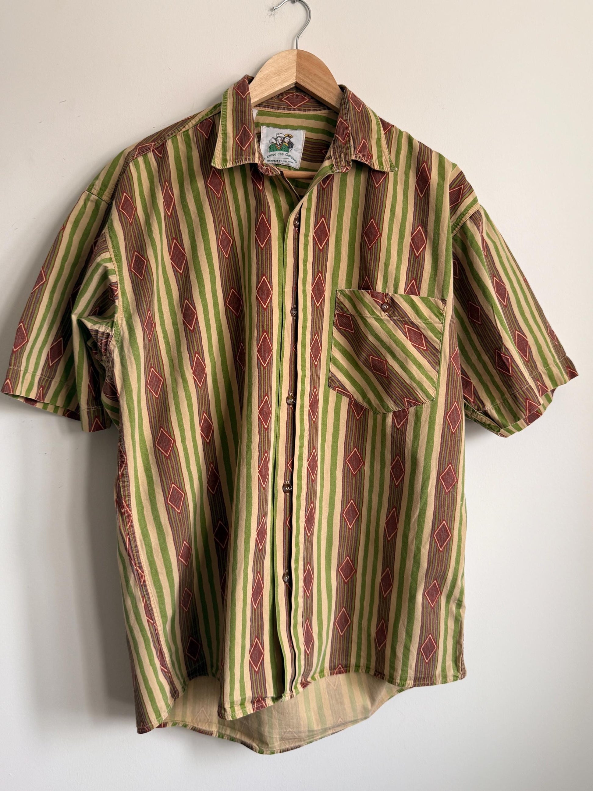 Vintage 1980s A Cause des Garçons Geometric Stripe Cotton Shirt