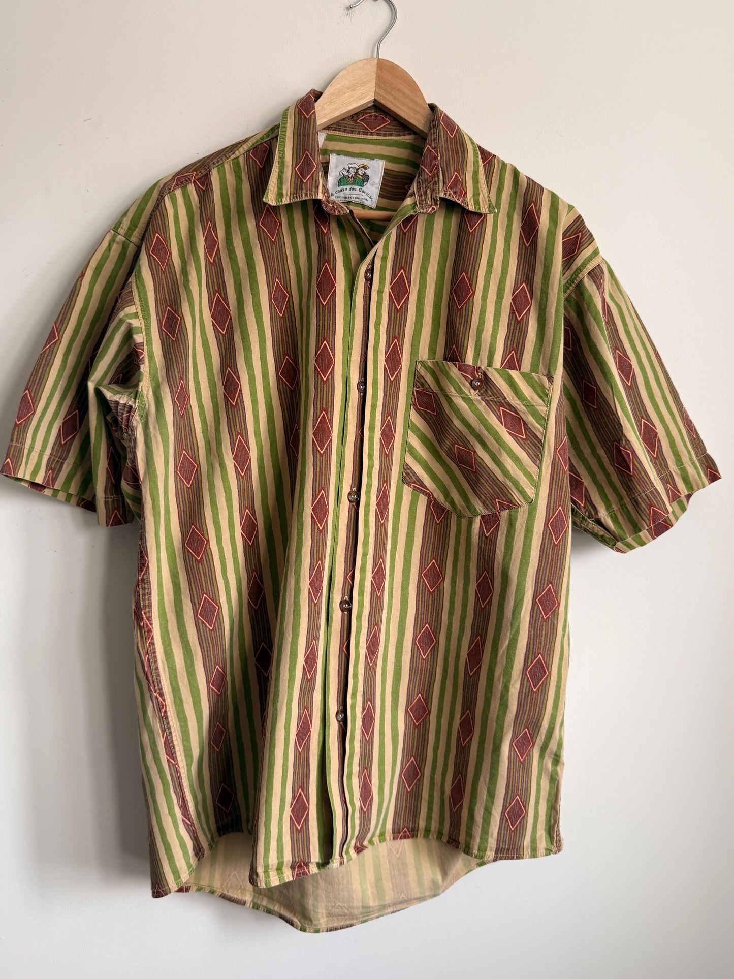 Vintage 1980s A Cause des Garçons Geometric Stripe Cotton Shirt