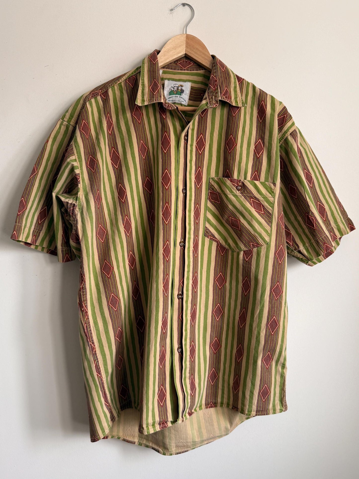 Vintage 1980s A Cause des Garçons Geometric Stripe Cotton Shirt