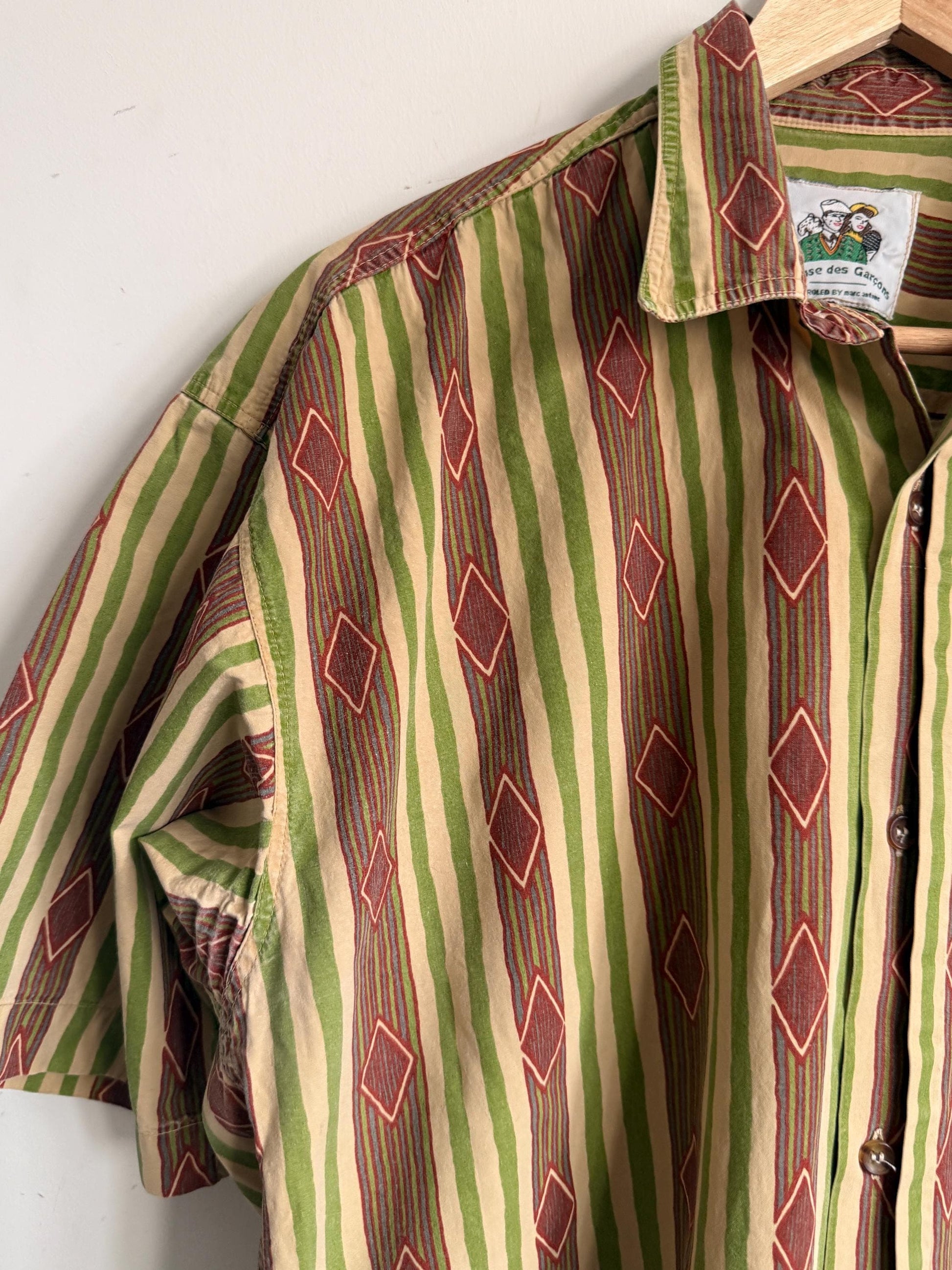 Vintage 1980s A Cause des Garçons Geometric Stripe Cotton Shirt