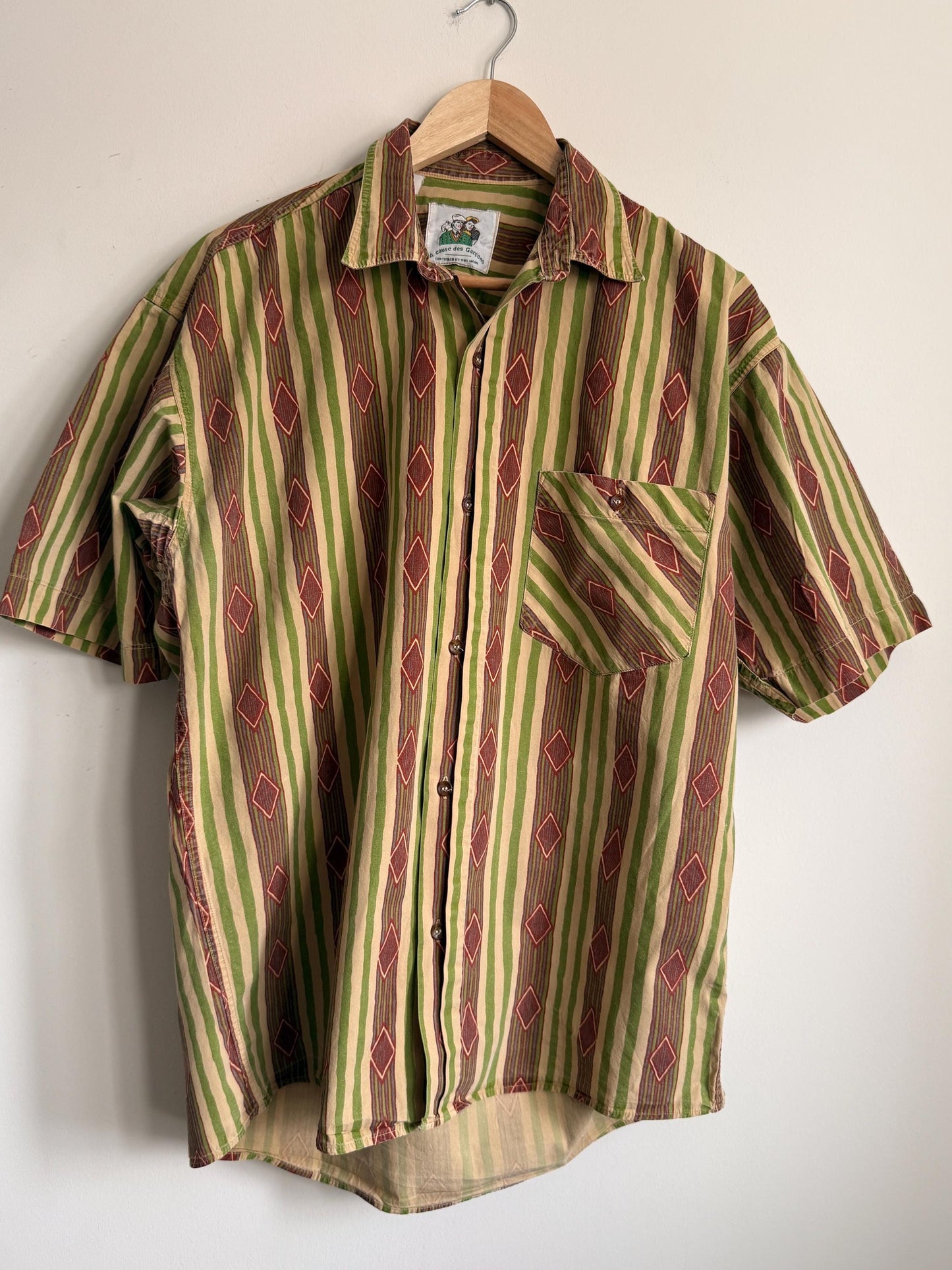 Vintage 1980s A Cause des Garçons Geometric Stripe Cotton Shirt