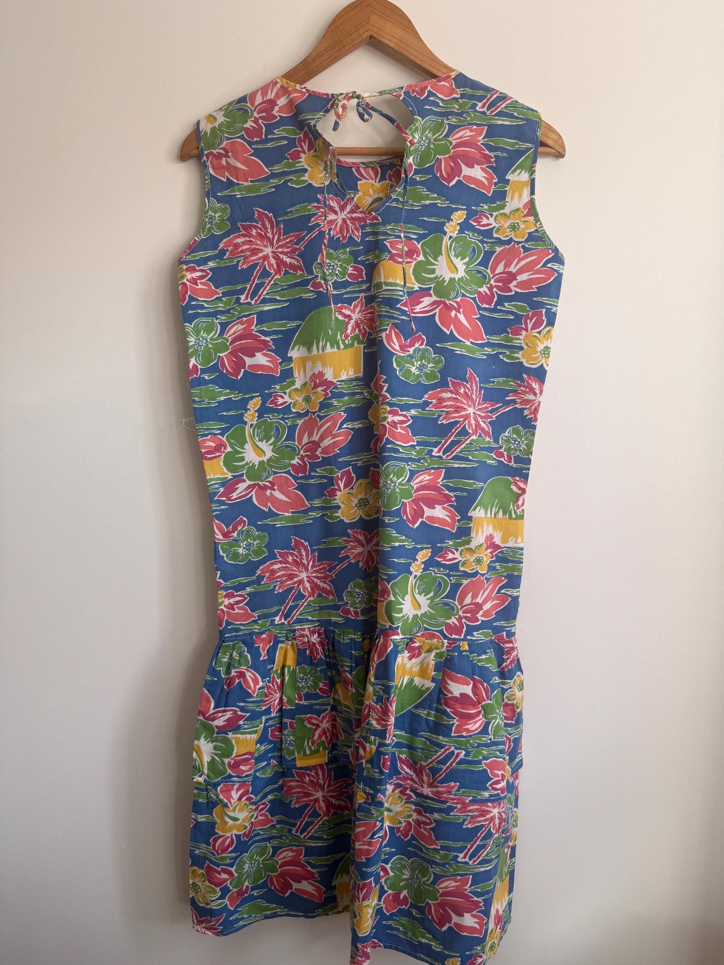 Vintage 1980s Hawaiian Tropical Dress | Drop Waist Summer Sundress