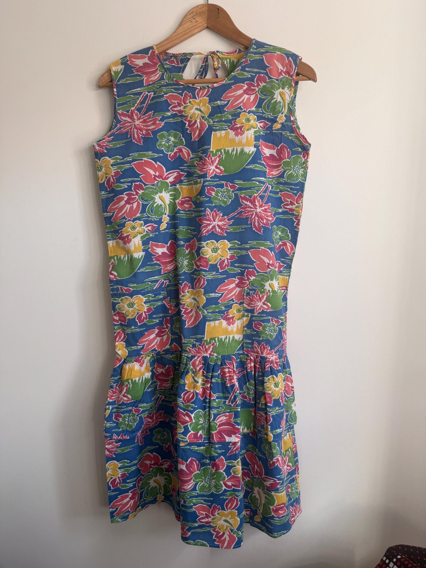 Vintage 1980s Hawaiian Tropical Dress | Drop Waist Summer Sundress