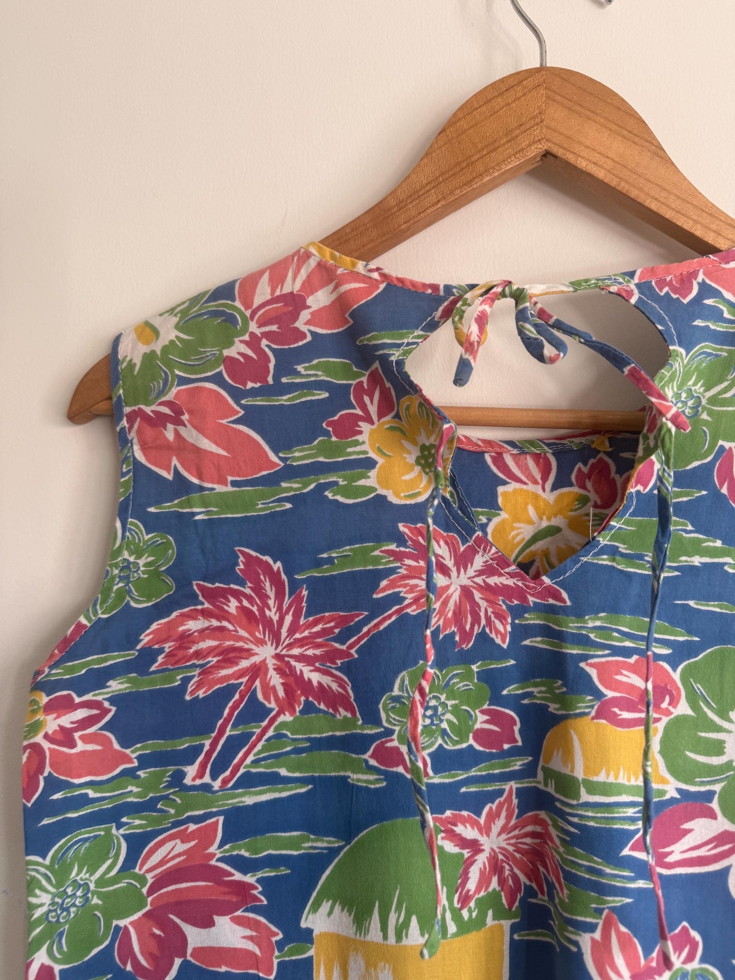 Vintage 1980s Hawaiian Tropical Dress | Drop Waist Summer Sundress