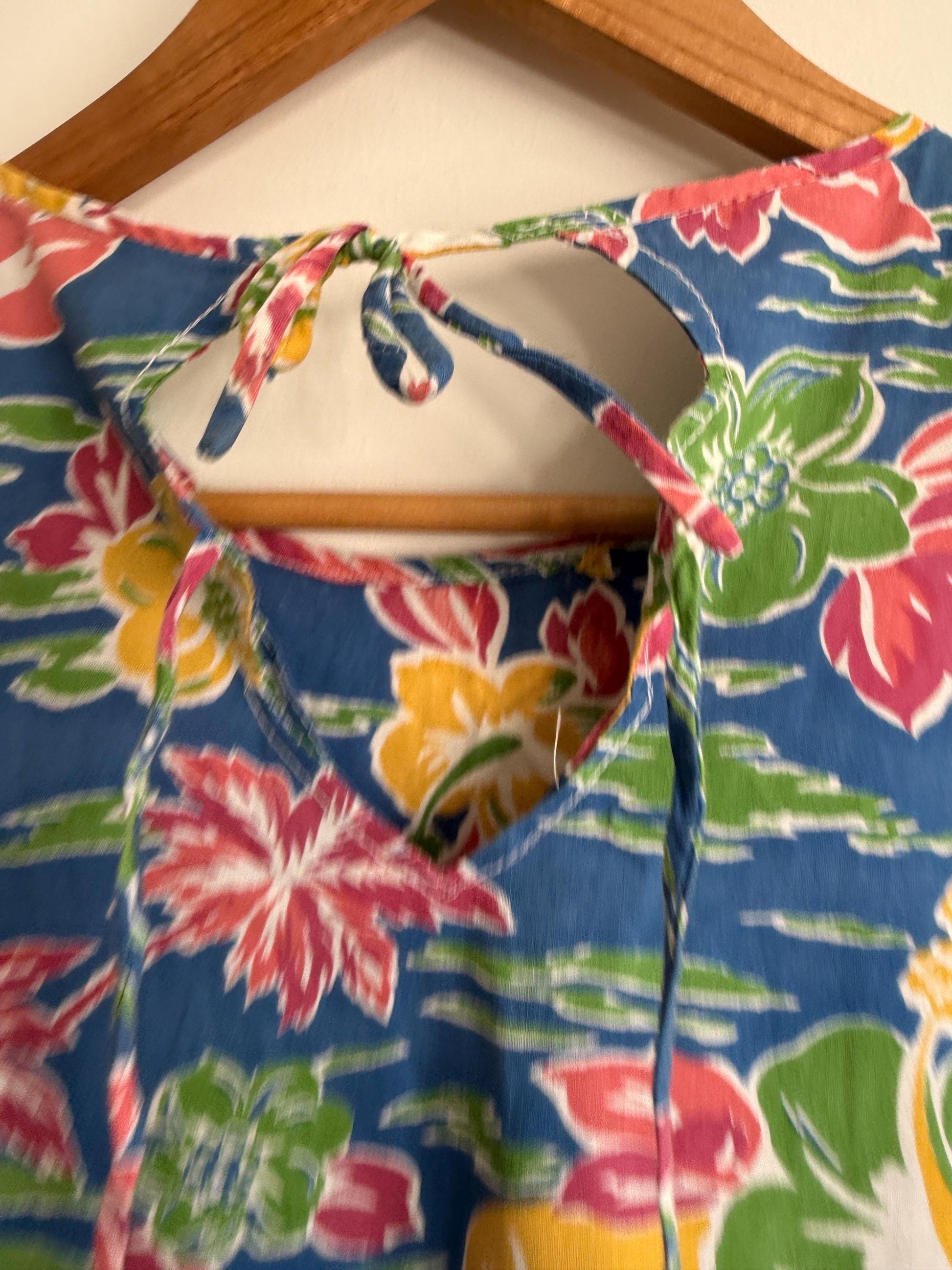 Vintage 1980s Hawaiian Tropical Dress | Drop Waist Summer Sundress