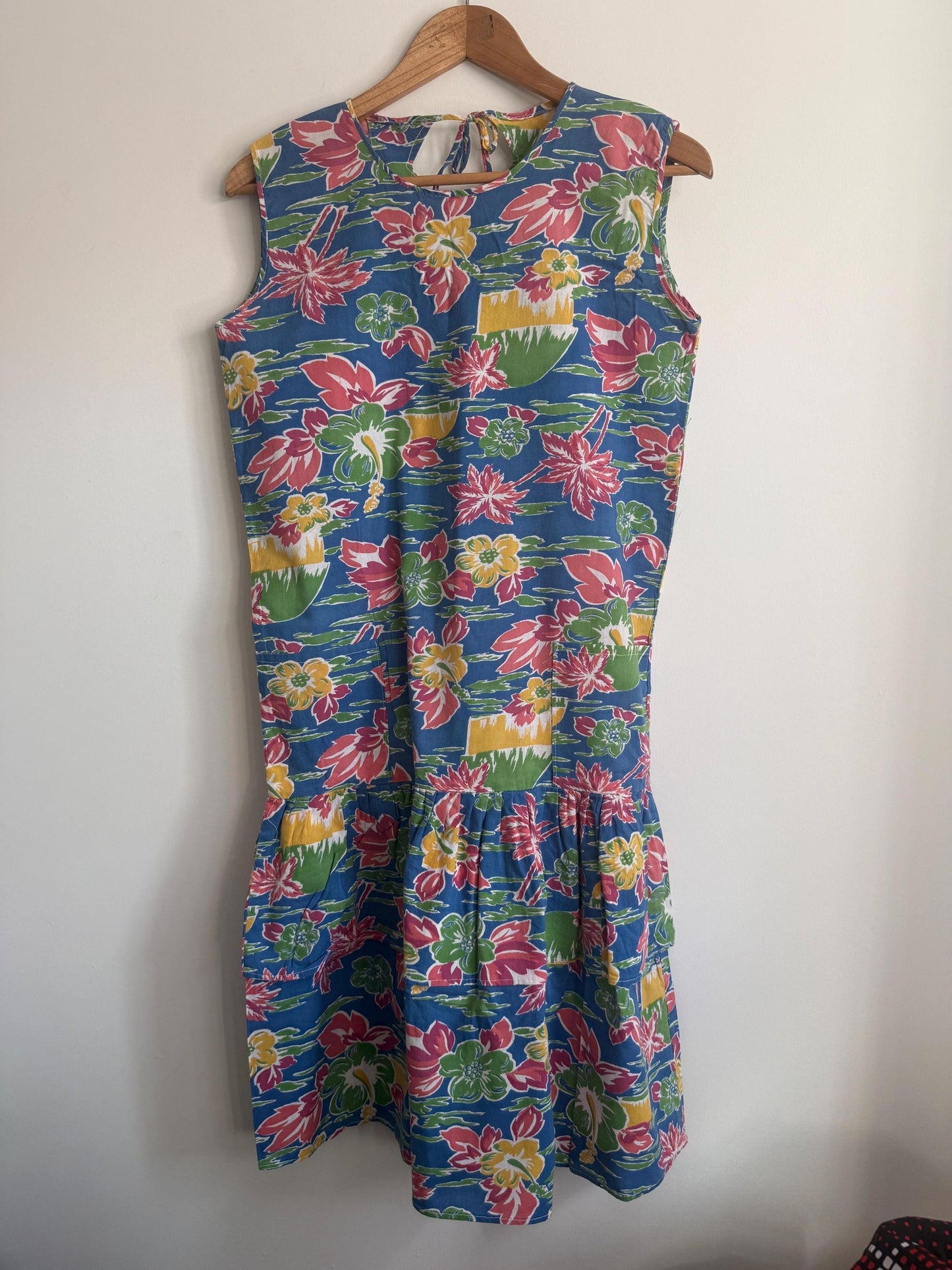 Vintage 1980s Hawaiian Tropical Dress | Drop Waist Summer Sundress