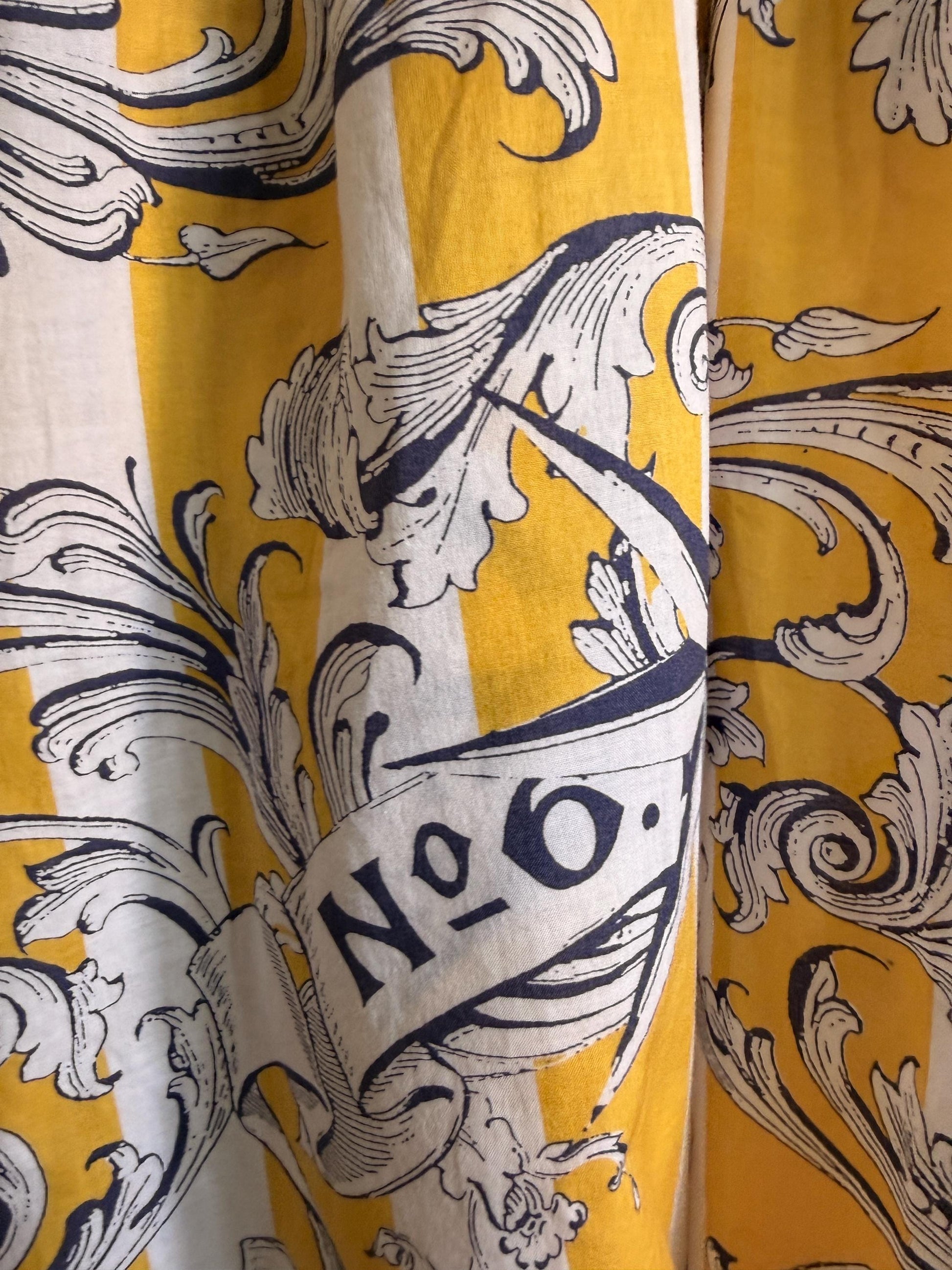 Vintage 1980s Jaeger Two Piece Skirt & Blouse Set – Yellow Nautical Print Cotton Co-ord – UK 10–12