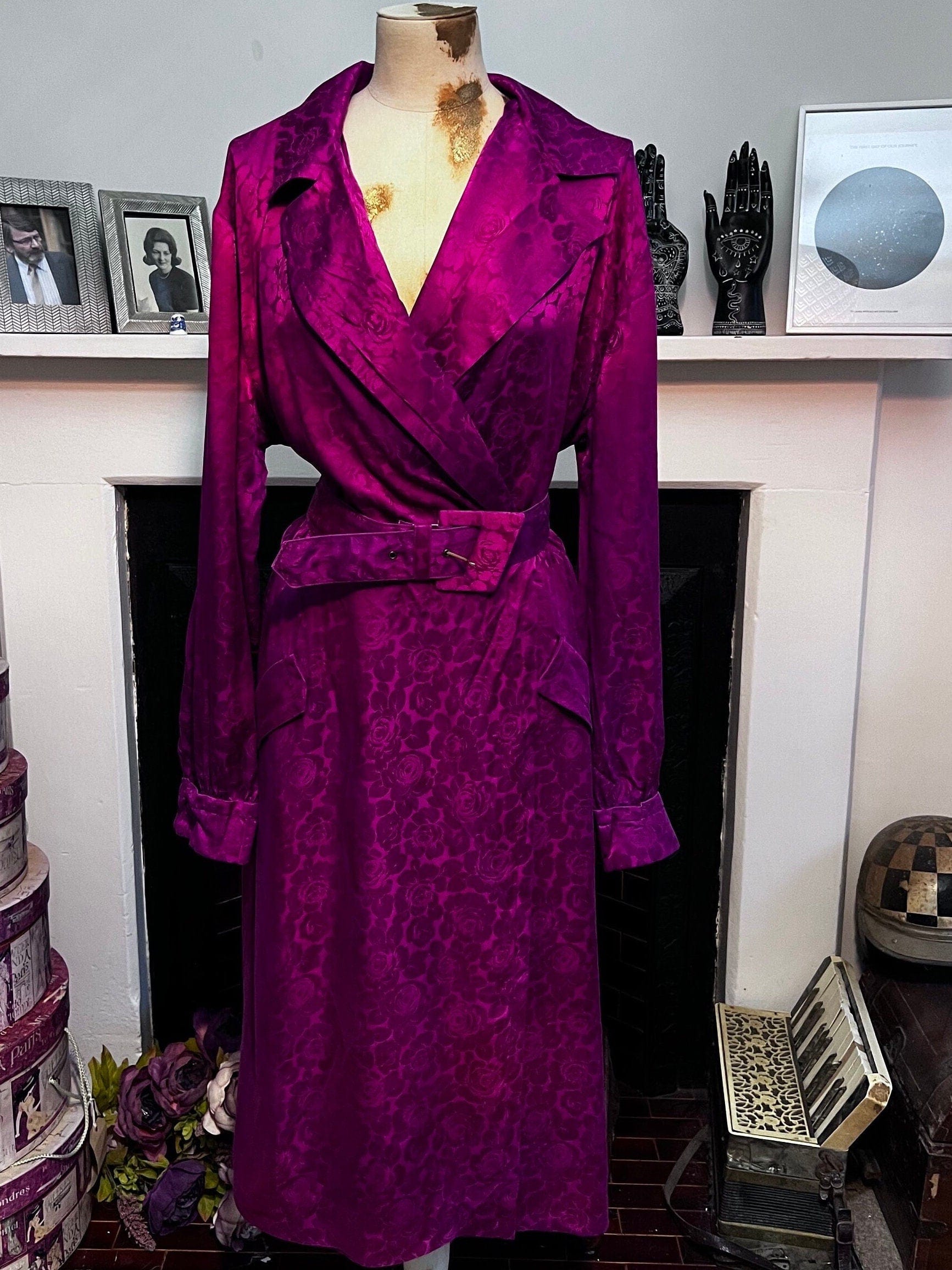Vintage 1980s magenta pink purple Rare Plus Size vintage red dress, purple wrap dress, magenta dress, vintage 80s dress, vintage dress