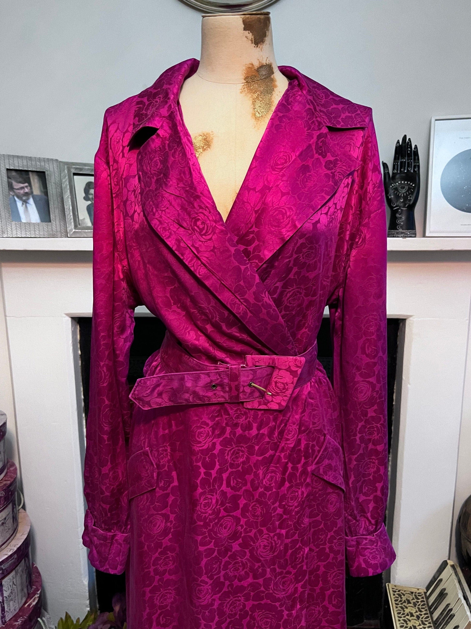 Vintage 1980s magenta pink purple Rare Plus Size vintage red dress, purple wrap dress, magenta dress, vintage 80s dress, vintage dress