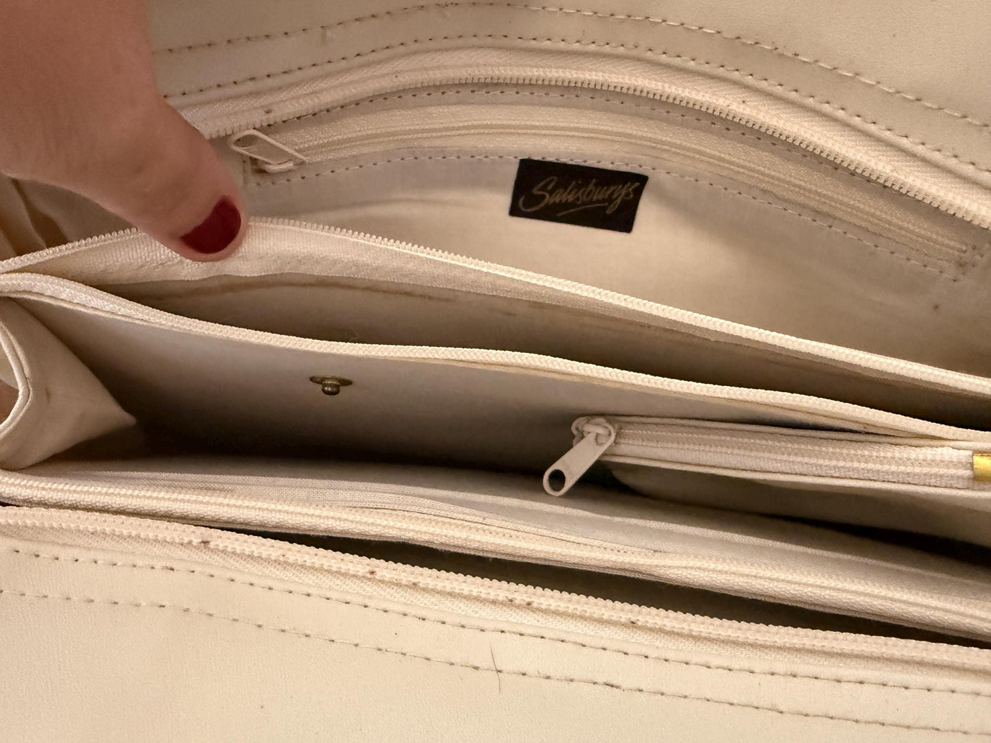 Vintage 1980s Salisbury’s Cream Organiser Handbag Gold Horse Bit Equestrian Top Handle Bag