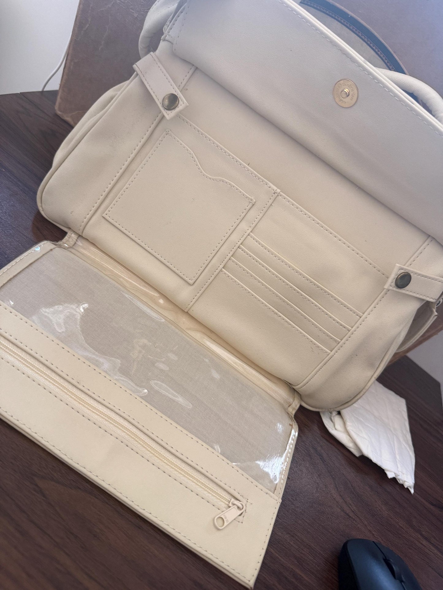 Vintage 1980s Salisbury’s Cream Organiser Handbag Gold Horse Bit Equestrian Top Handle Bag