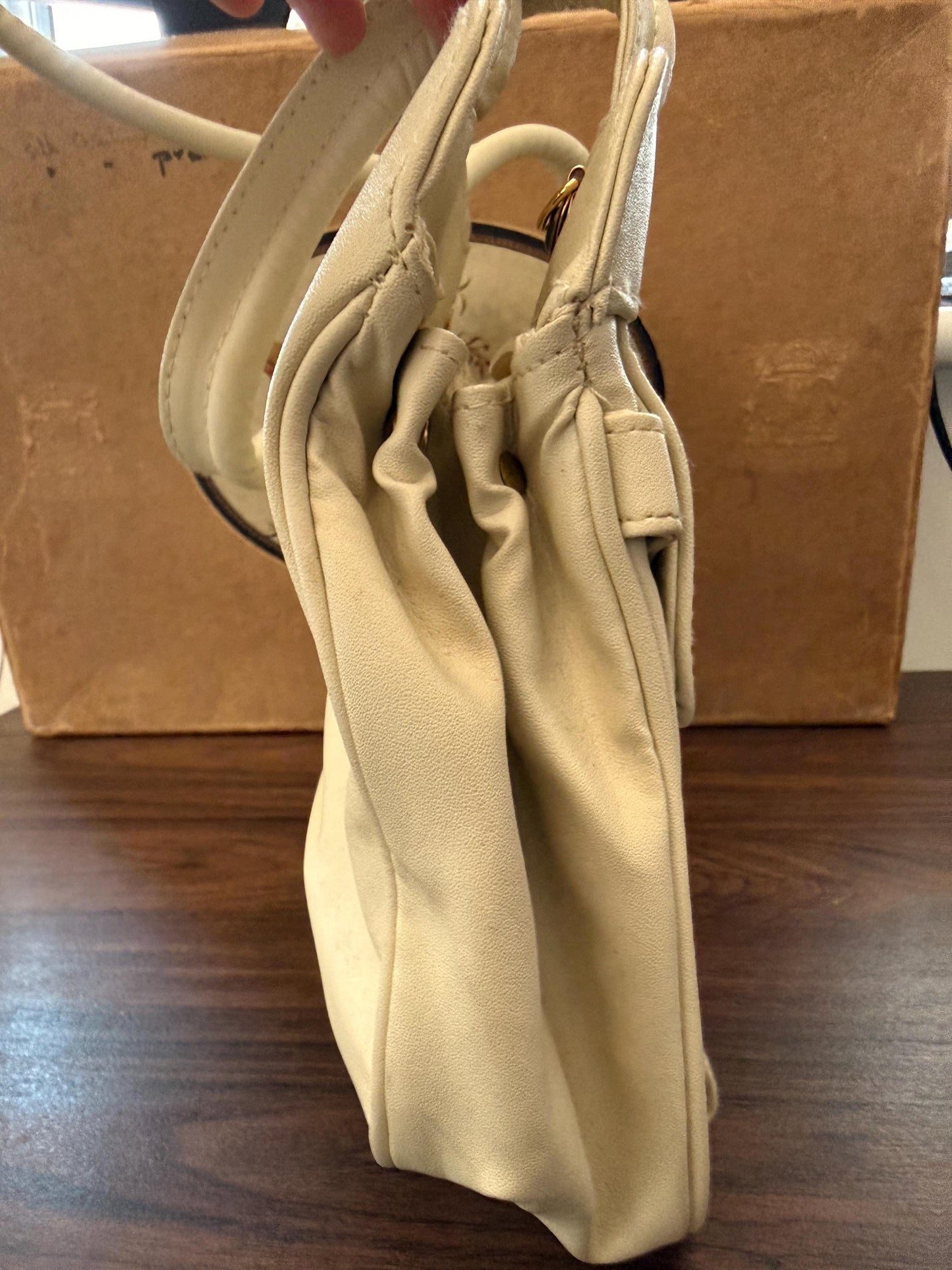 Vintage 1980s Salisbury’s Cream Organiser Handbag Gold Horse Bit Equestrian Top Handle Bag