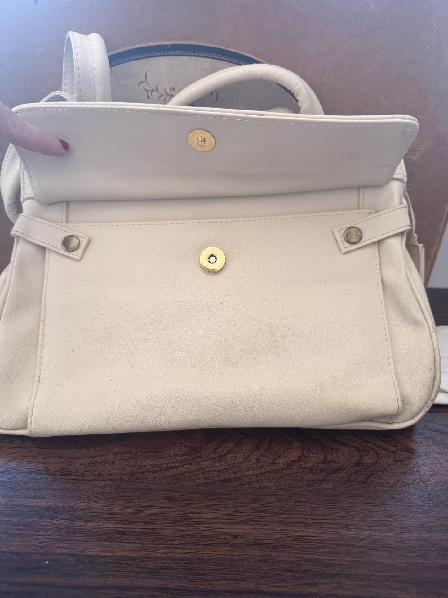 Vintage 1980s Salisbury’s Cream Organiser Handbag Gold Horse Bit Equestrian Top Handle Bag