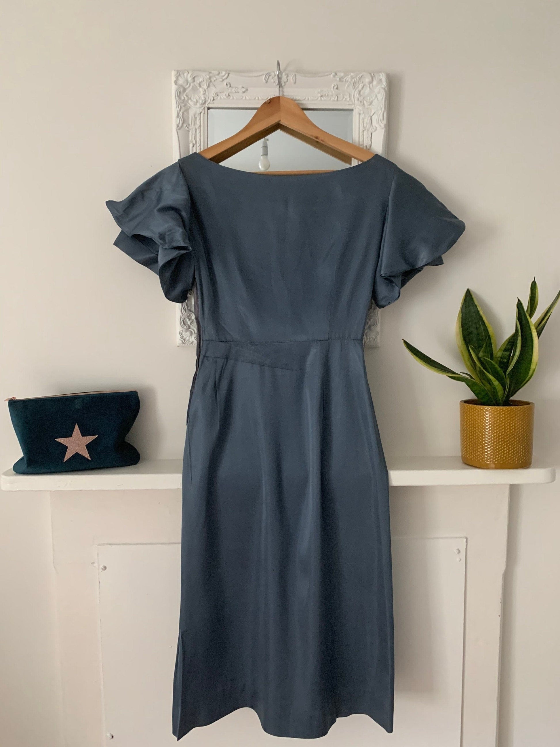 1940s Satin Dress Petrol Blue Vintage Dress Divine Miss New