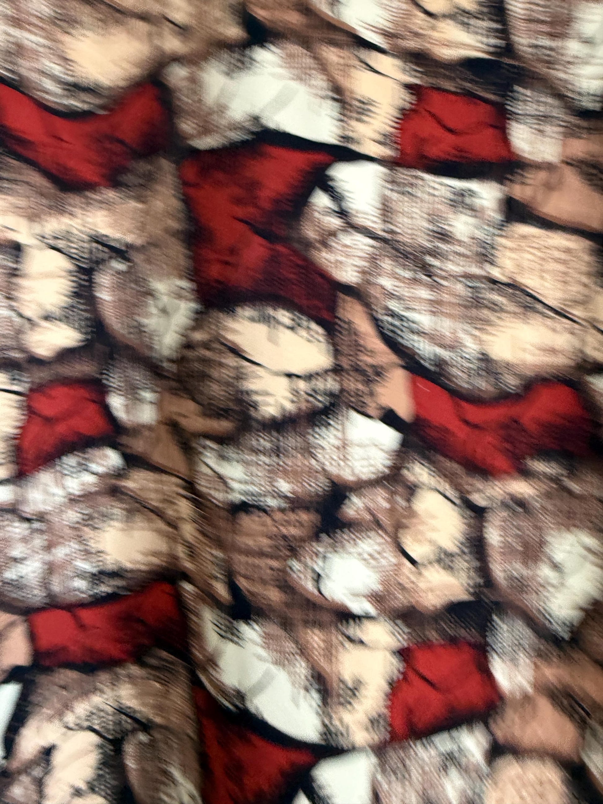 Vintage 60s 70s Abstract Print Blouse Brown Rust Cream UK 16
