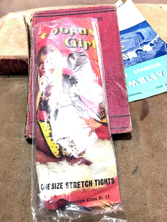 Vintage Tights Womens Chorus Girl Dark Tan (Lisbon) Deadstock Tights Brown Retro 60s 70s 1960s 1970s New in Packaging, vintage tights, panty