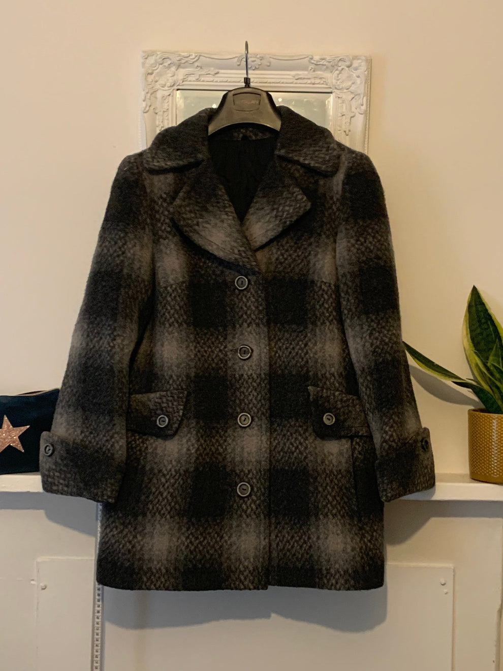 70s Wool Mohair Coat Black and Grey swing coat - Pretty Vintage Coats ...